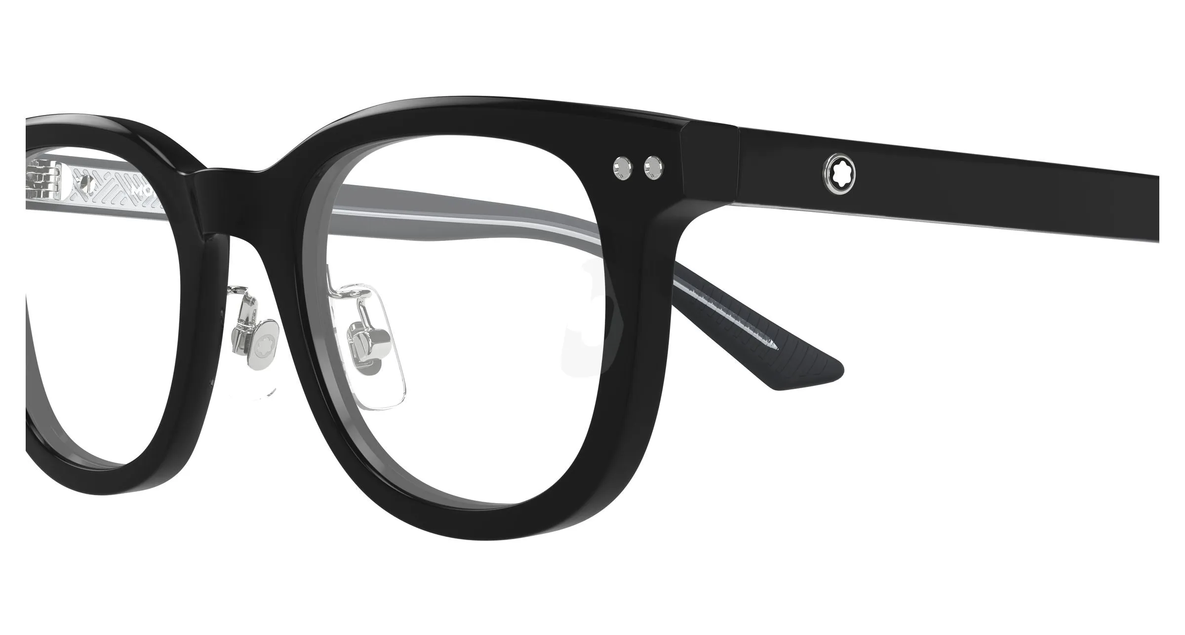 Montblanc MB0450OJ 005 Montature da vista Acetato Nero Trasparente Rotonda - immagine 3