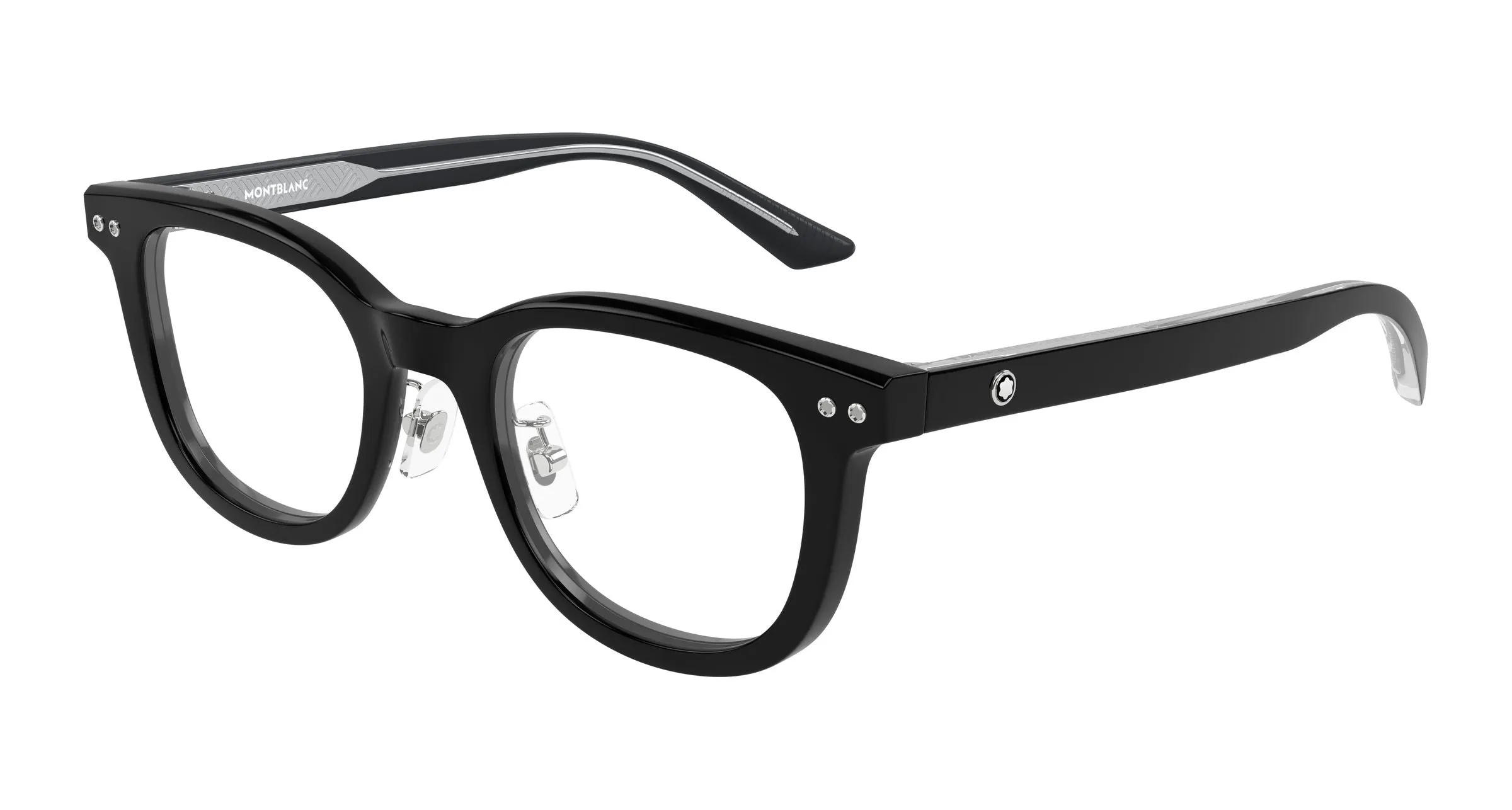 Montblanc MB0450OJ 001 Montature da vista Acetato Nero Trasparente Rotonda - immagine 1