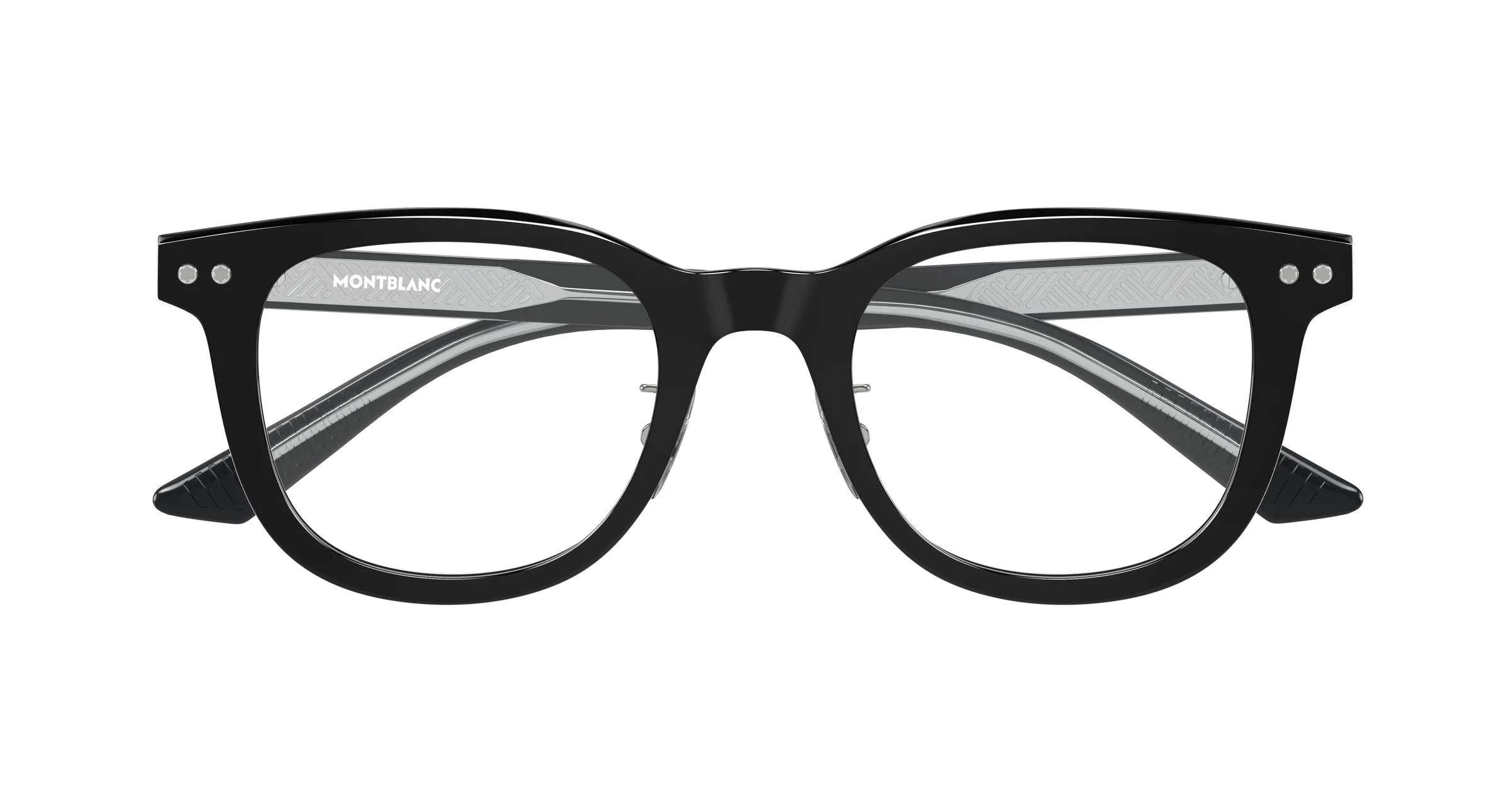 Montblanc MB0450OJ 001 Montature da vista Acetato Nero Trasparente Rotonda - immagine 2