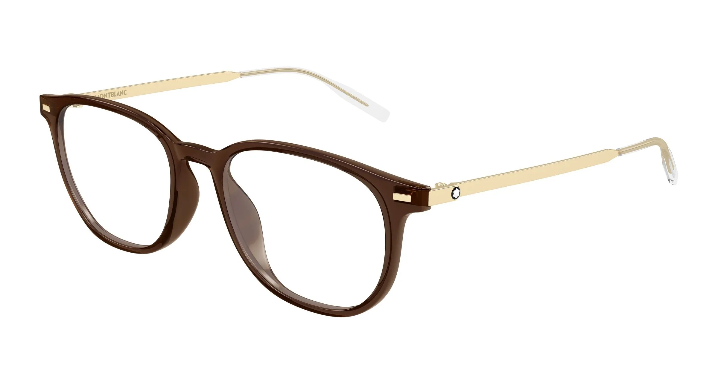 Montblanc MB0448OA 004 Montature da vista Iniettato Marrone Trasparente Rotonda - immagine 1