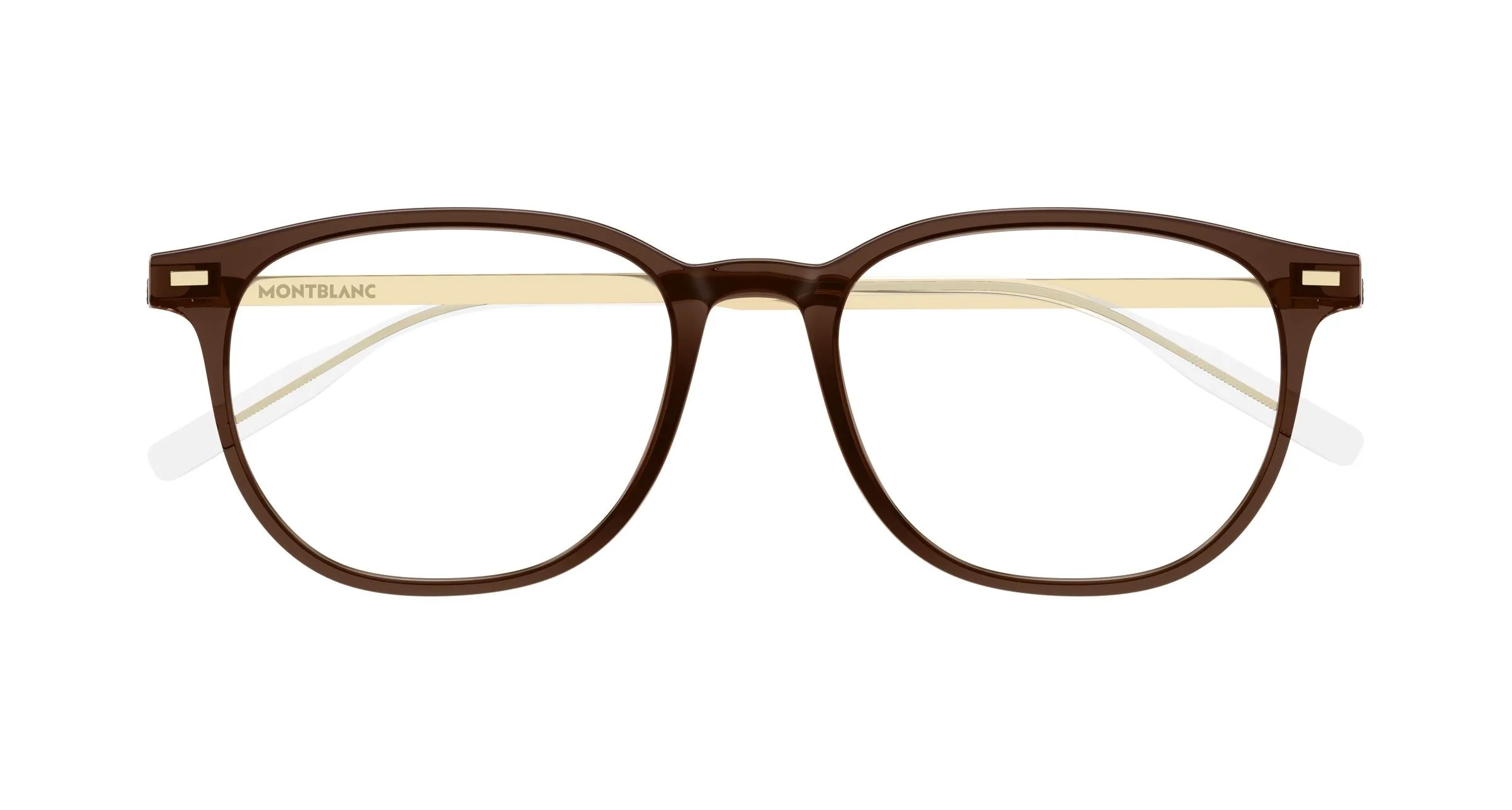 Montblanc MB0448OA 004 Montature da vista Iniettato Marrone Trasparente Rotonda - immagine 2