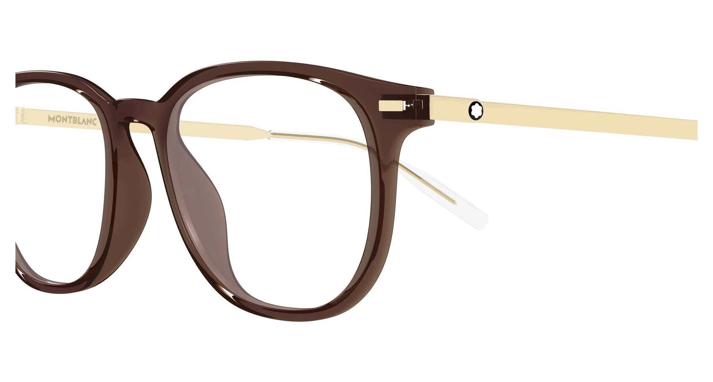 Montblanc MB0448OA 004 Montature da vista Iniettato Marrone Trasparente Rotonda - immagine 3