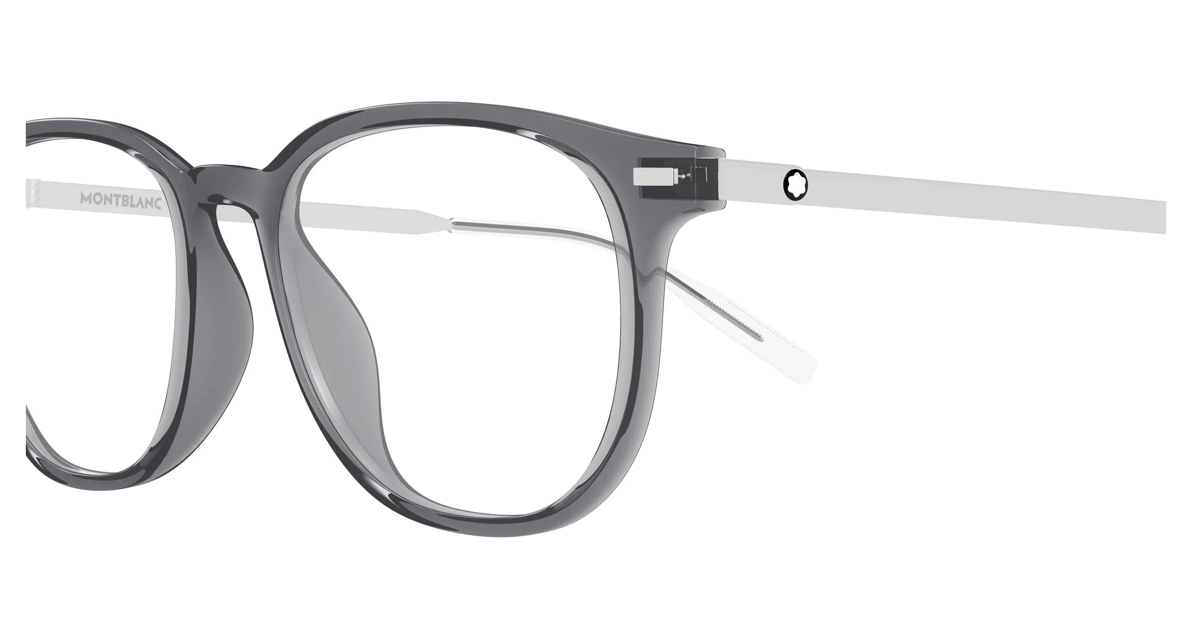 Montblanc MB0448OA 003 Montature da vista Iniettato Grigio Trasparente Rotonda - immagine 3