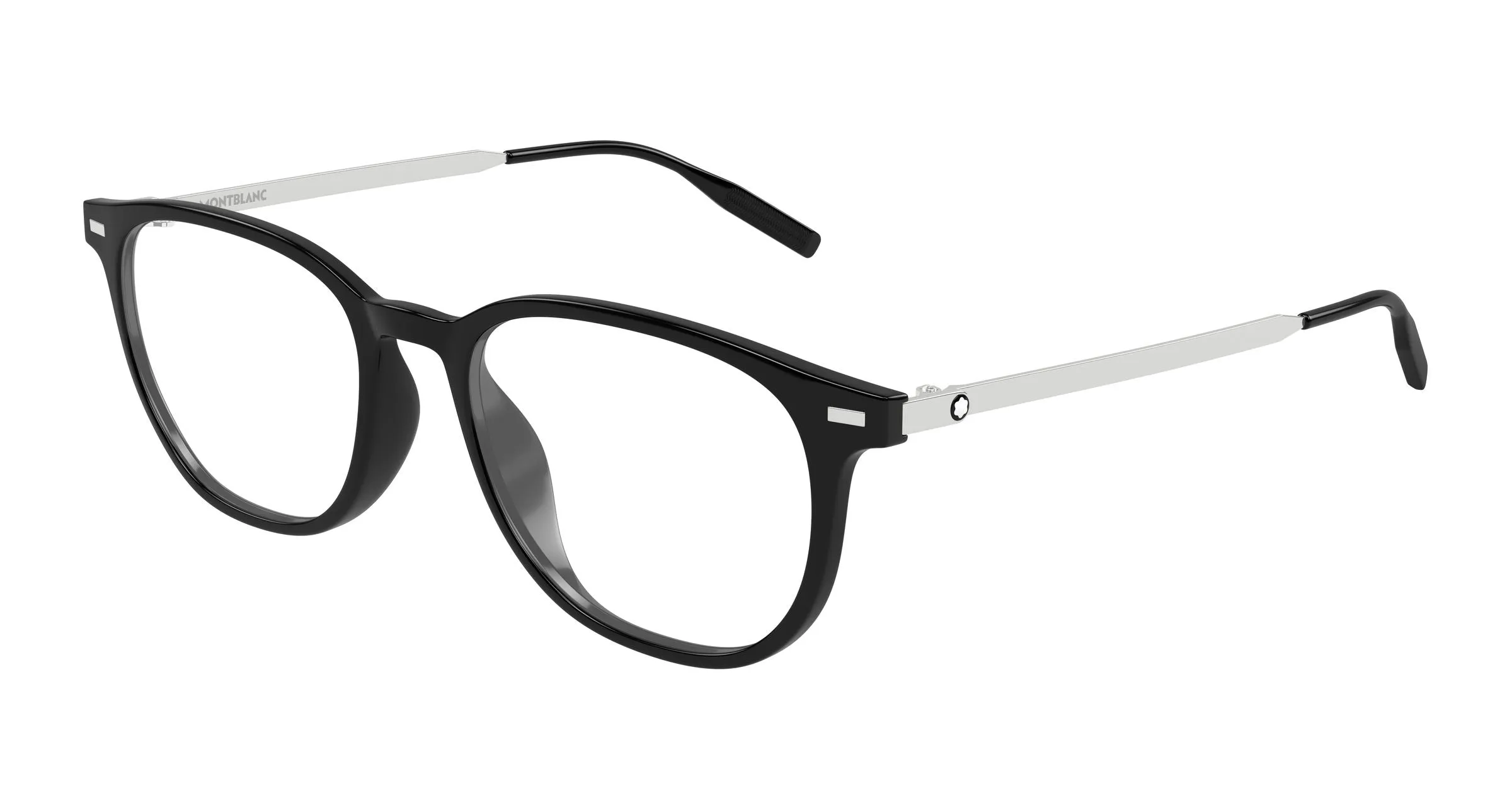 Montblanc MB0448OA 002 Montature da vista Iniettato Nero Trasparente Rotonda - immagine 1