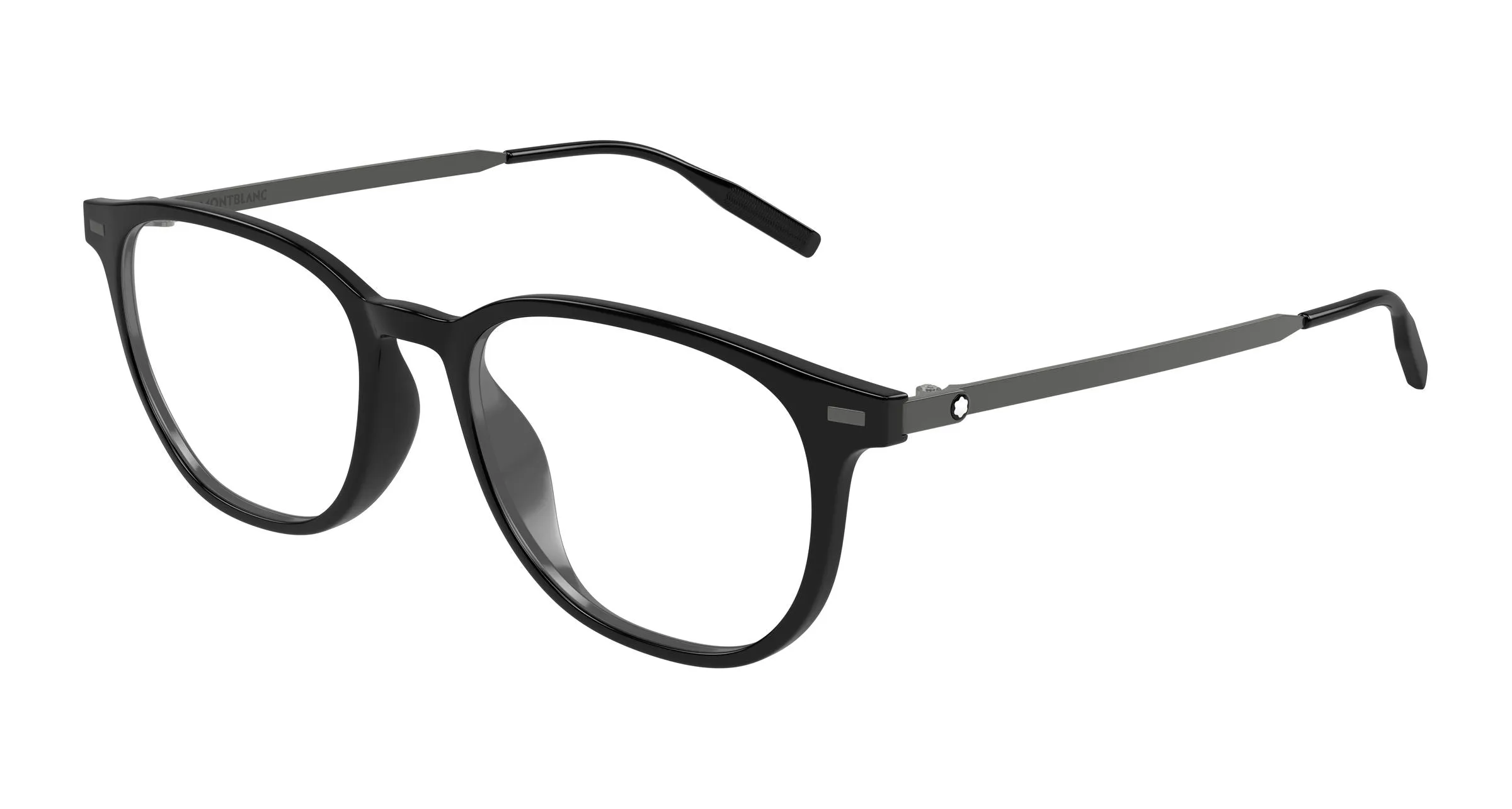 Montblanc MB0448OA 001 Montature da vista Iniettato Nero Trasparente Rotonda - immagine 1