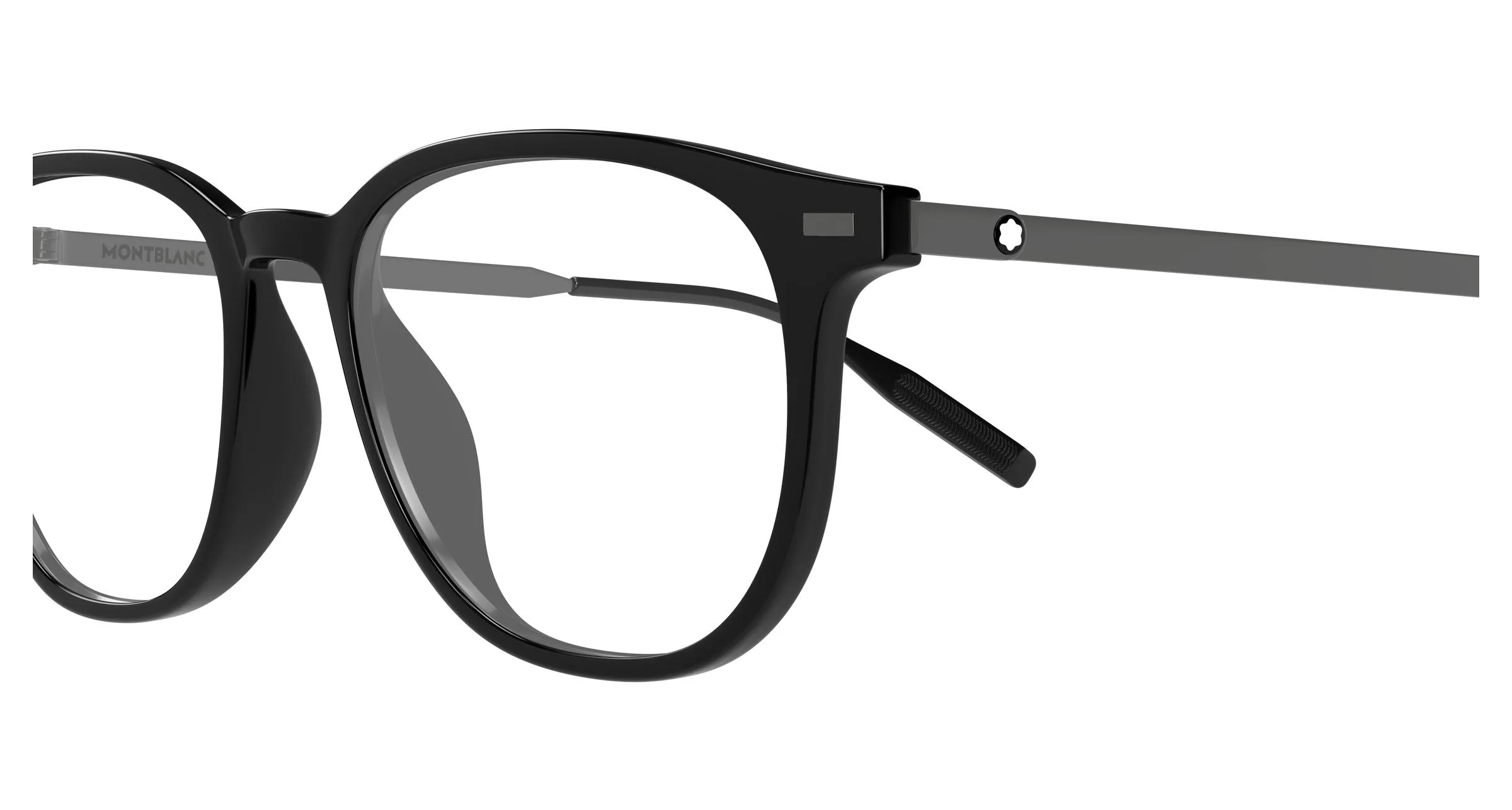 Montblanc MB0448OA 001 Montature da vista Iniettato Nero Trasparente Rotonda - immagine 3