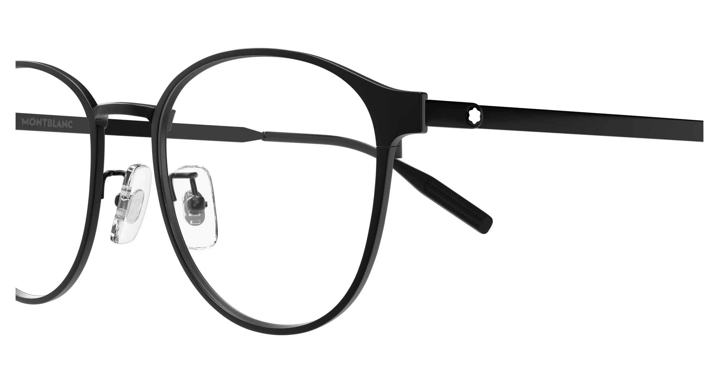 Montblanc MB0447OA 004 Montature da vista Titanio Nero Trasparente Rotonda - immagine 3