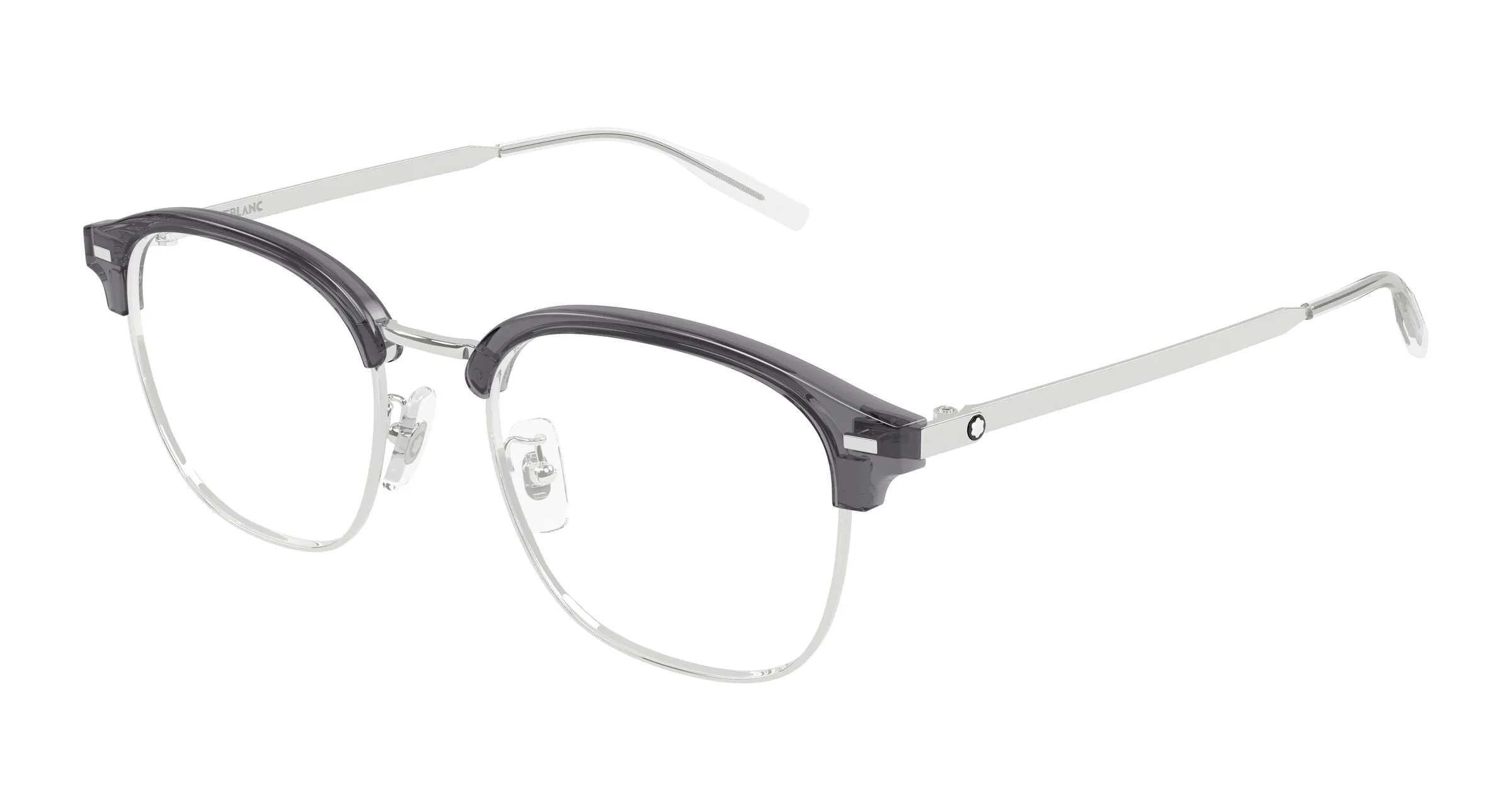 Montblanc MB0446OA 003 Montature da vista Titanio Argento Trasparente Rotonda - immagine 1