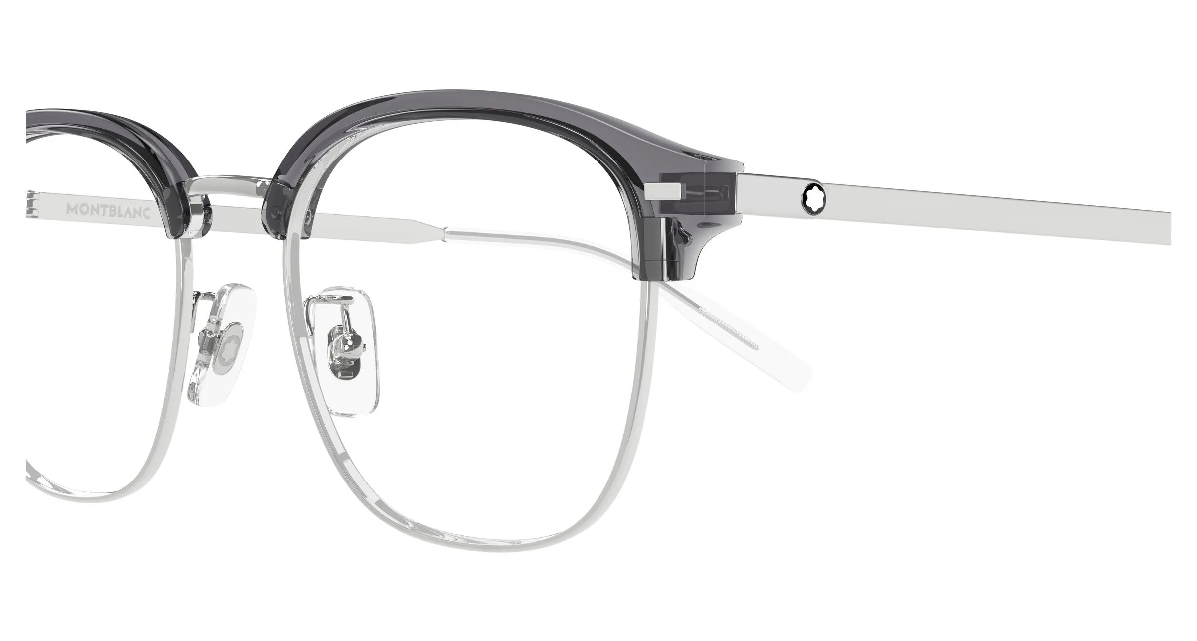 Montblanc MB0446OA 003 Montature da vista Titanio Argento Trasparente Rotonda - immagine 3