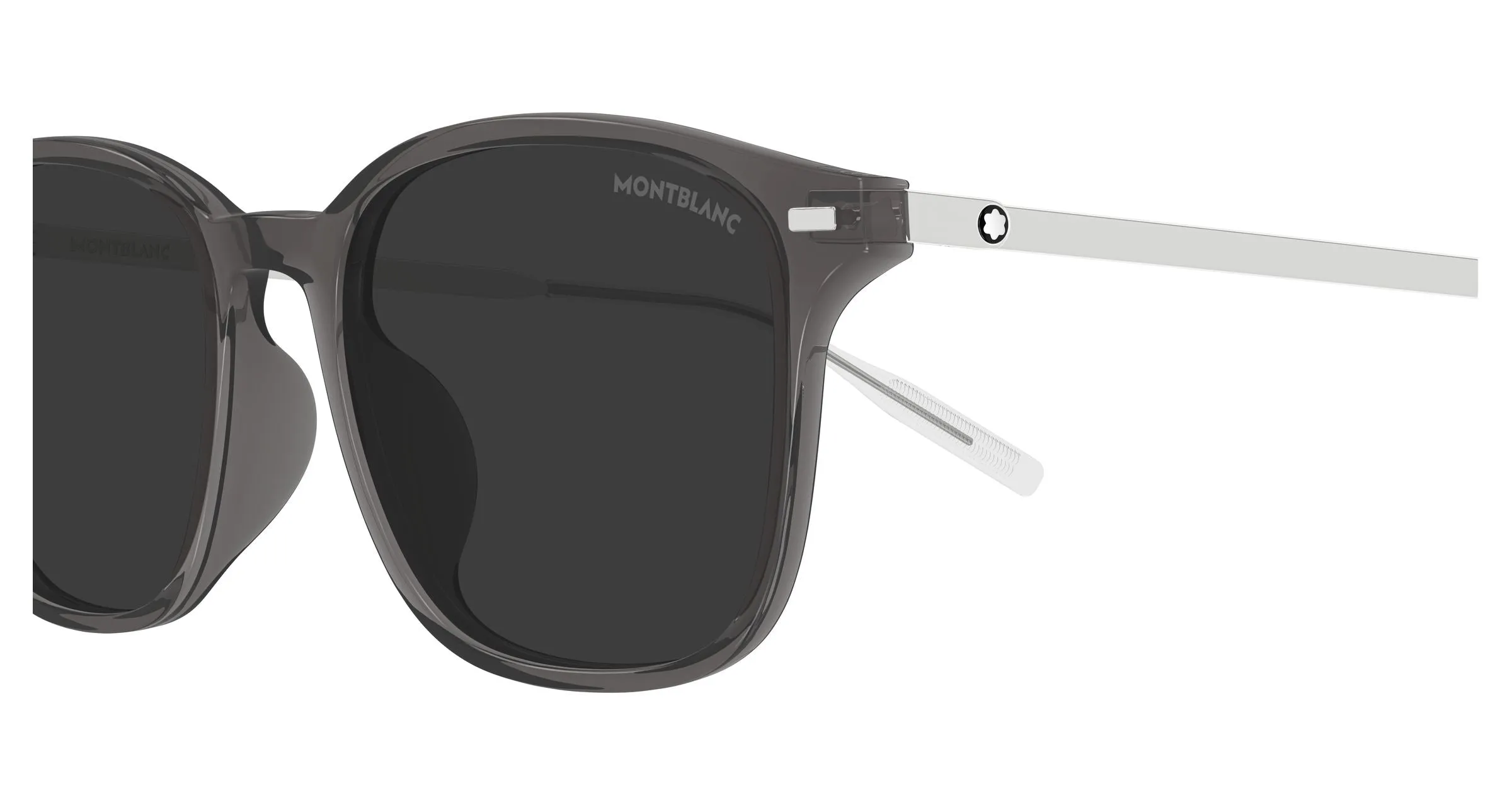 Montblanc MB0445SA 004 Occhiali da sole Iniettato Grigio Grigio Squadrata - immagine 3