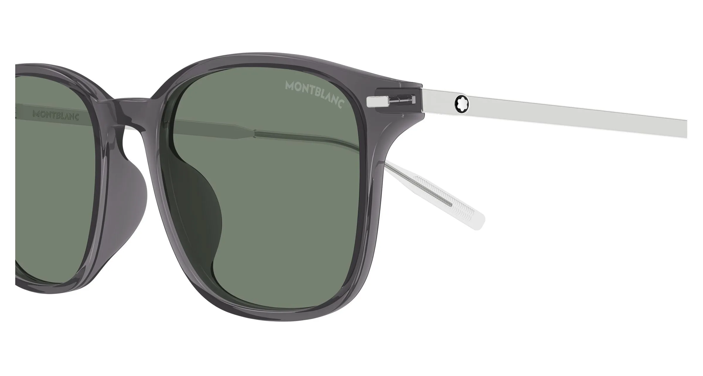 Montblanc MB0445SA 003 Occhiali da sole Iniettato Grigio Verde Squadrata - immagine 3