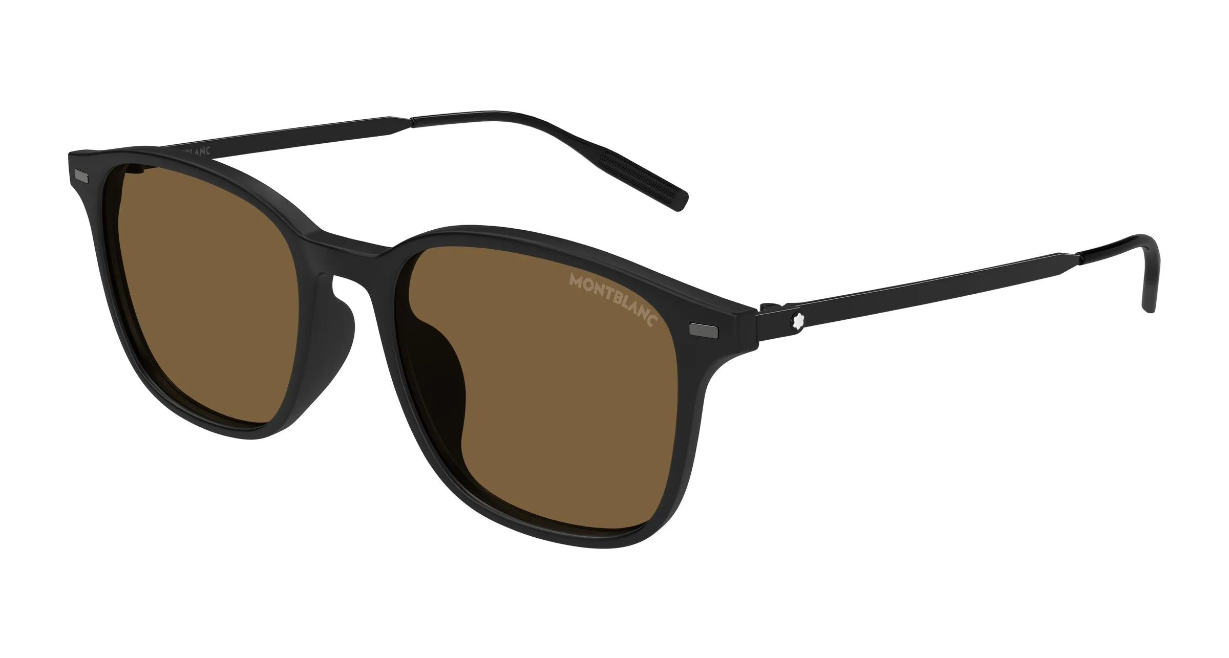 Montblanc MB0445SA 002 Occhiali da sole Iniettato Nero Marrone Squadrata - immagine 1