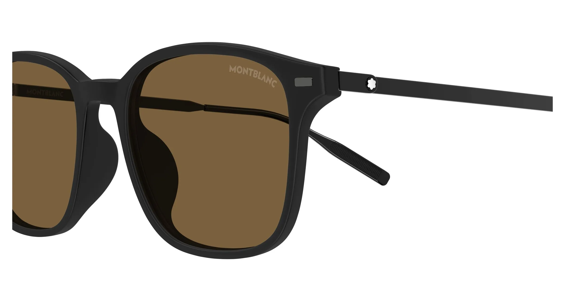 Montblanc MB0445SA 002 Occhiali da sole Iniettato Nero Marrone Squadrata - immagine 3