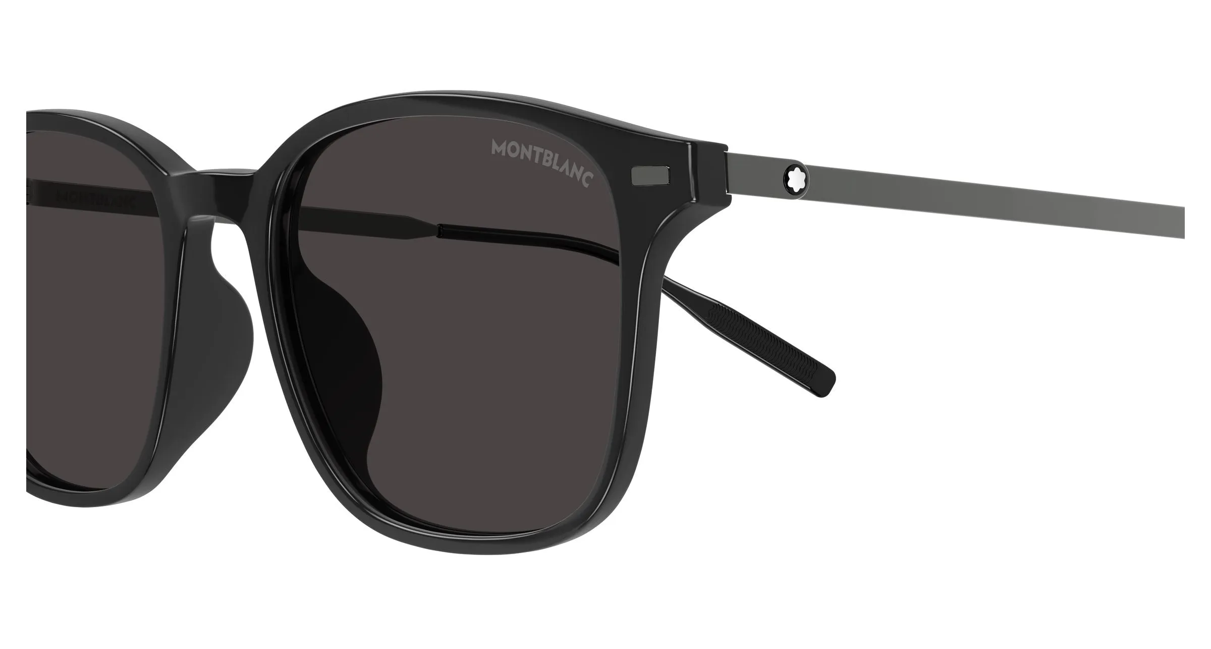 Montblanc MB0445SA 001 Occhiali da sole Iniettato Nero Grigio Squadrata - immagine 3
