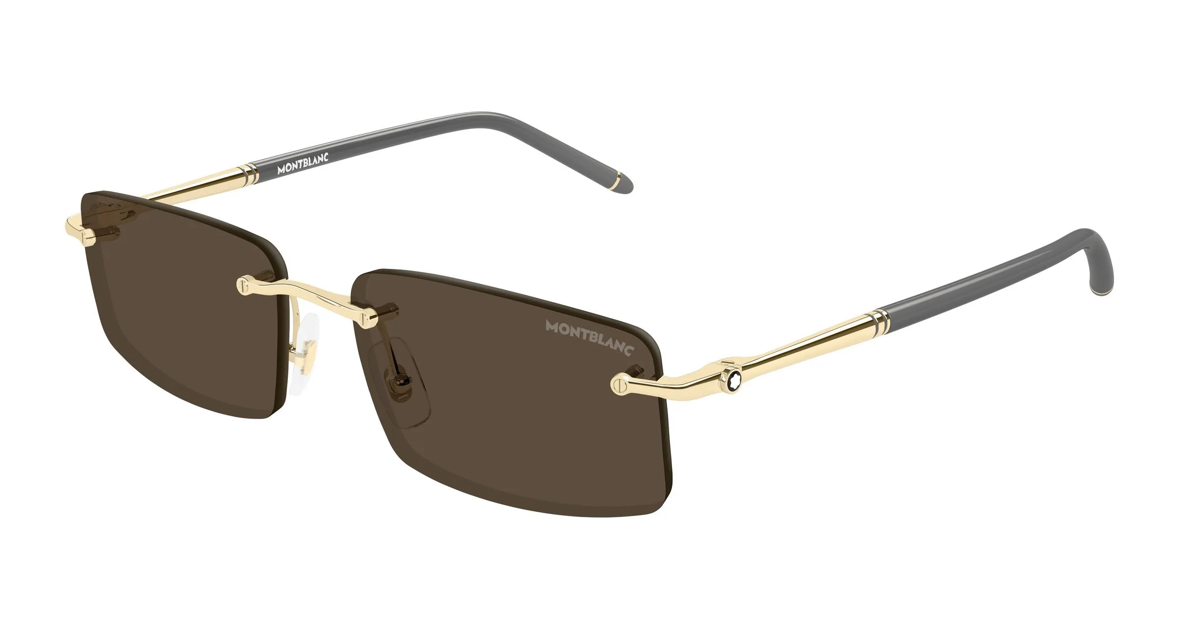Montblanc MB0443S 005 Occhiali da sole Metallo Oro Marrone Squadrata - immagine 1