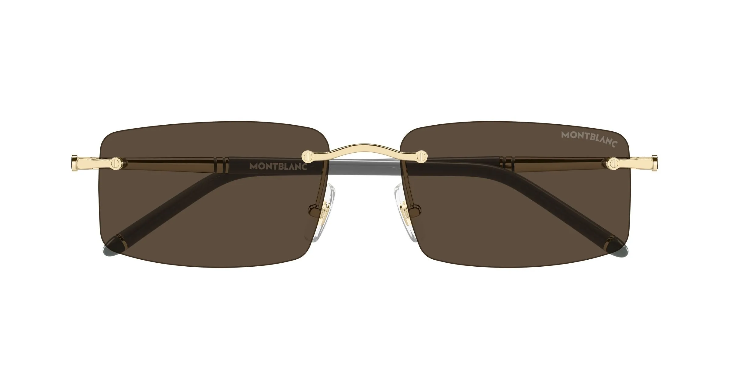 Montblanc MB0443S 005 Occhiali da sole Metallo Oro Marrone Squadrata - immagine 2