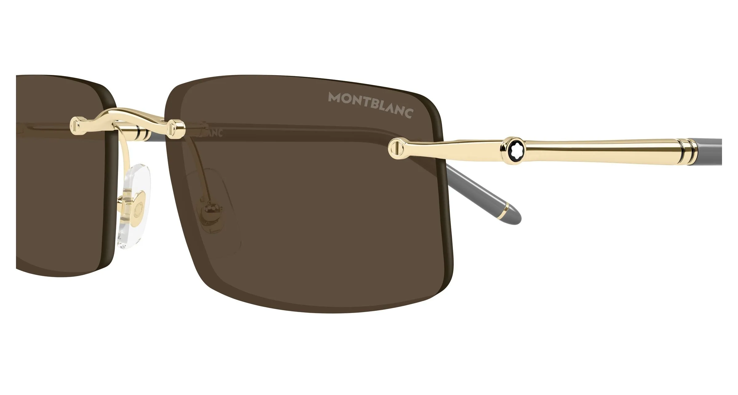 Montblanc MB0443S 005 Occhiali da sole Metallo Oro Marrone Squadrata - immagine 3