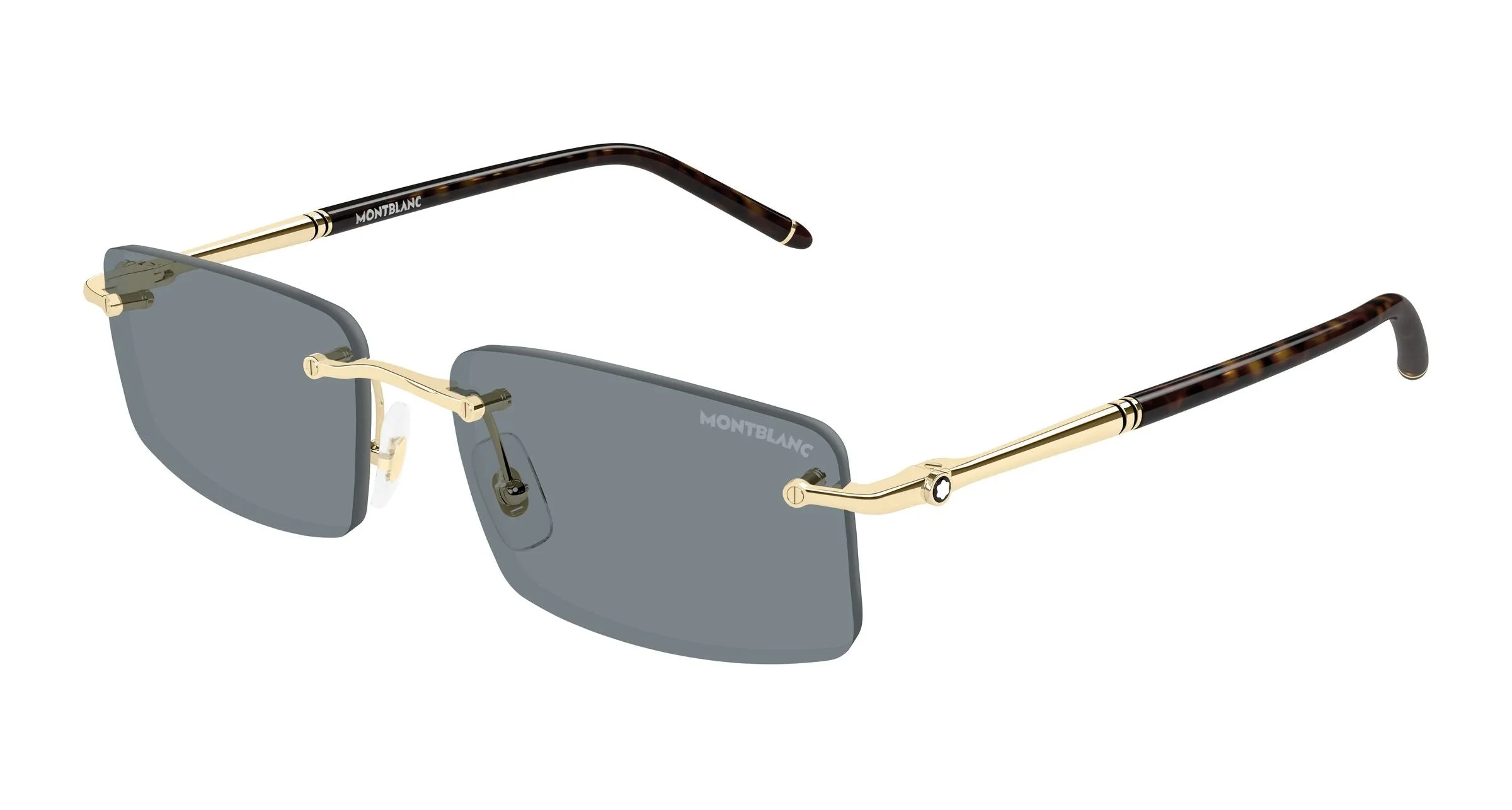 Montblanc MB0443S 004 Occhiali da sole Metallo Oro Grigio Squadrata - immagine 1