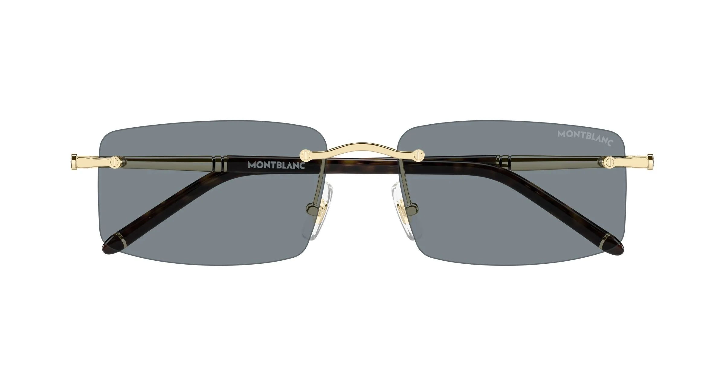 Montblanc MB0443S 004 Occhiali da sole Metallo Oro Grigio Squadrata - immagine 2
