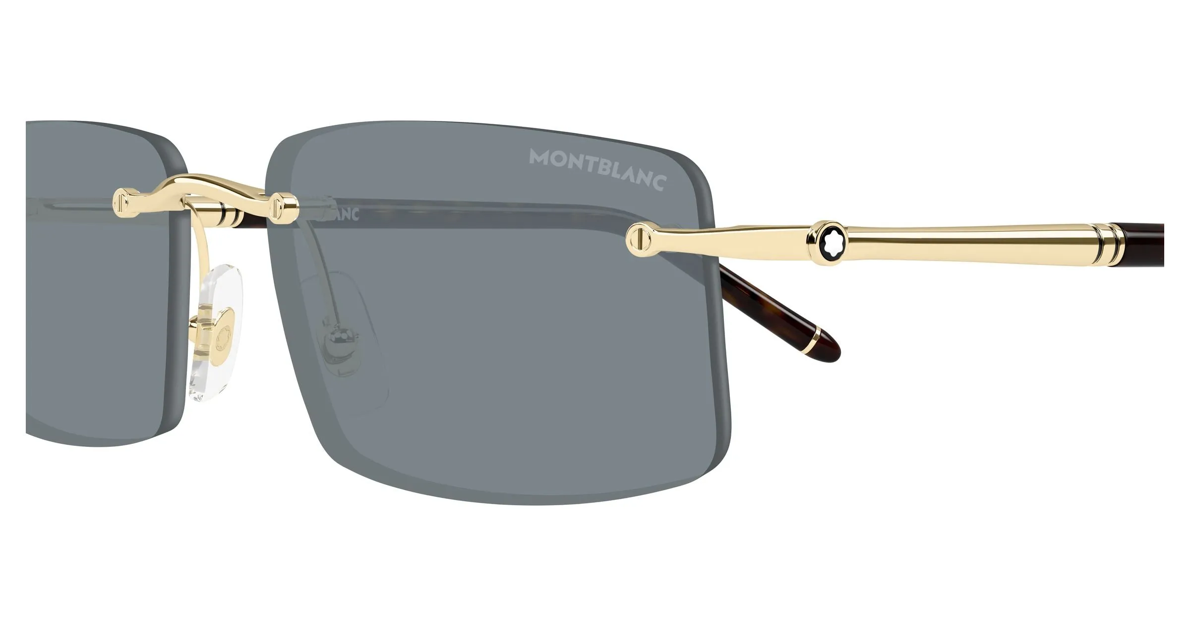 Montblanc MB0443S 004 Occhiali da sole Metallo Oro Grigio Squadrata - immagine 3
