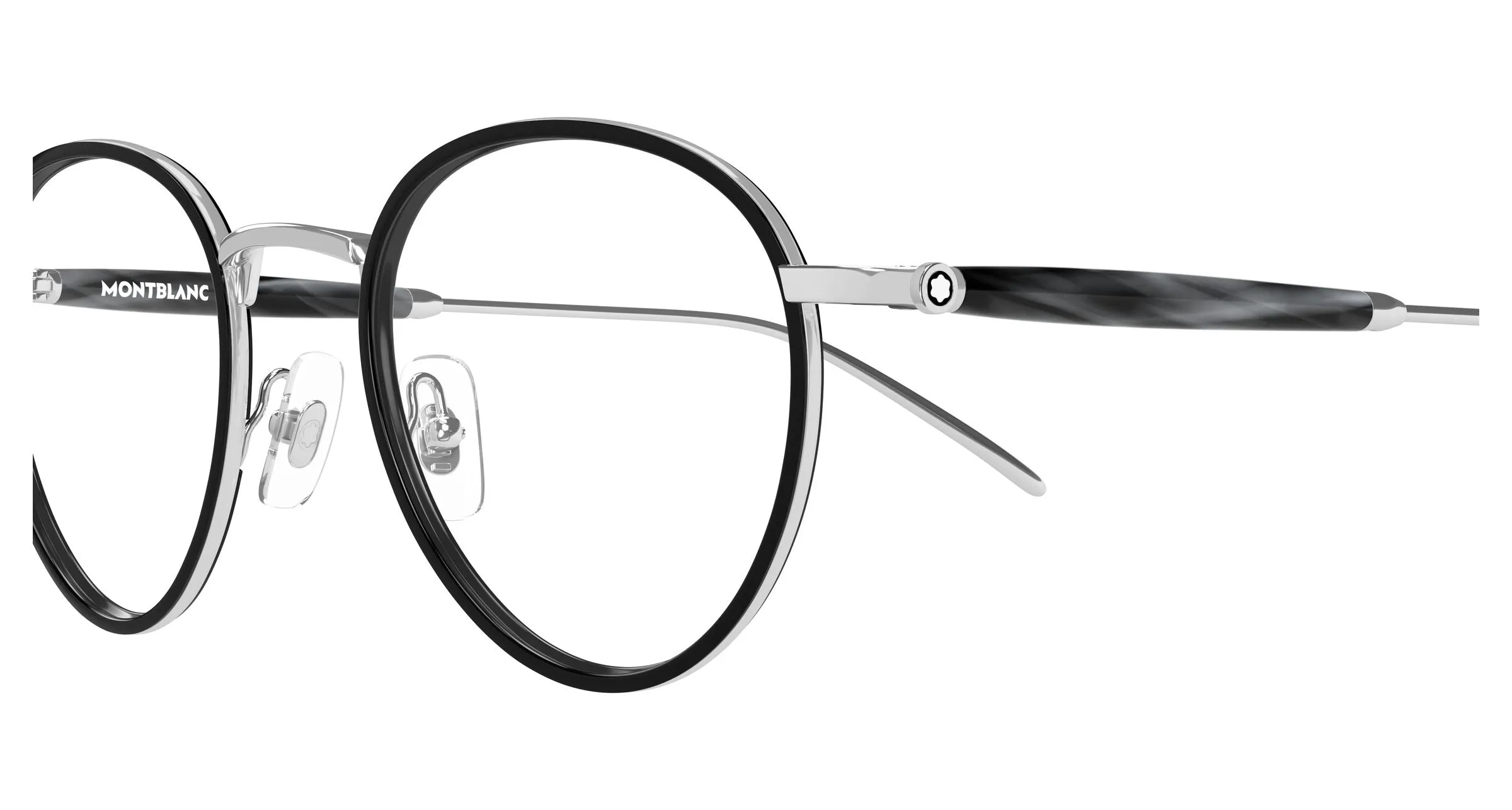 Montblanc MB0442O 003 Montature da vista Metallo Argento Trasparente Rotonda - immagine 3