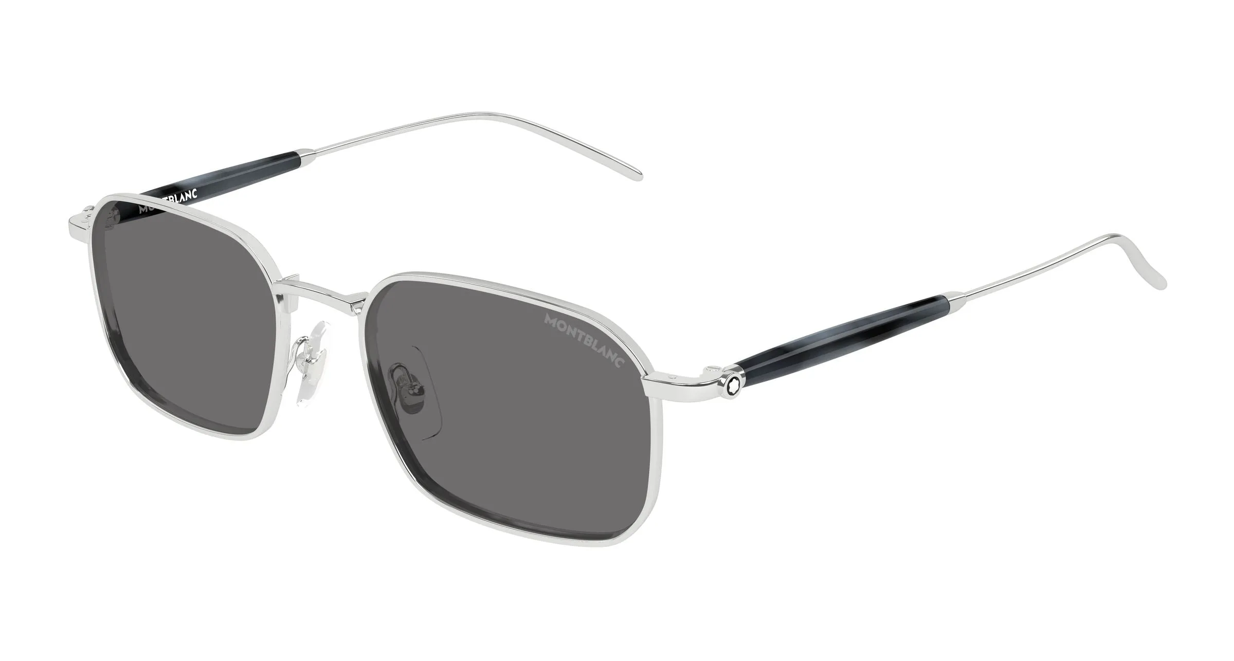 Montblanc MB0441S 003 Occhiali da sole Metallo Argento Grigio Squadrata - immagine 1
