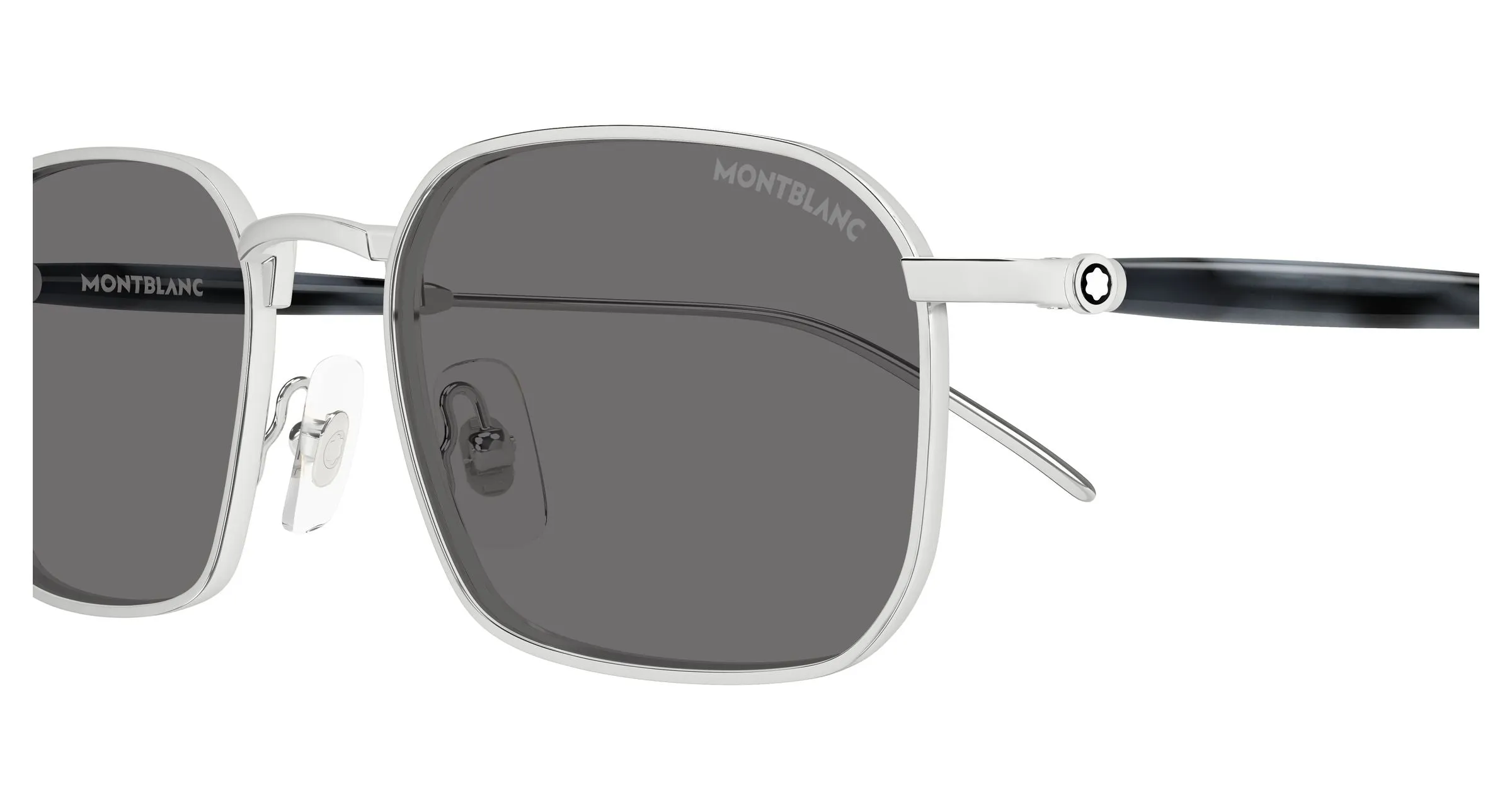 Montblanc MB0441S 003 Occhiali da sole Metallo Argento Grigio Squadrata - immagine 3
