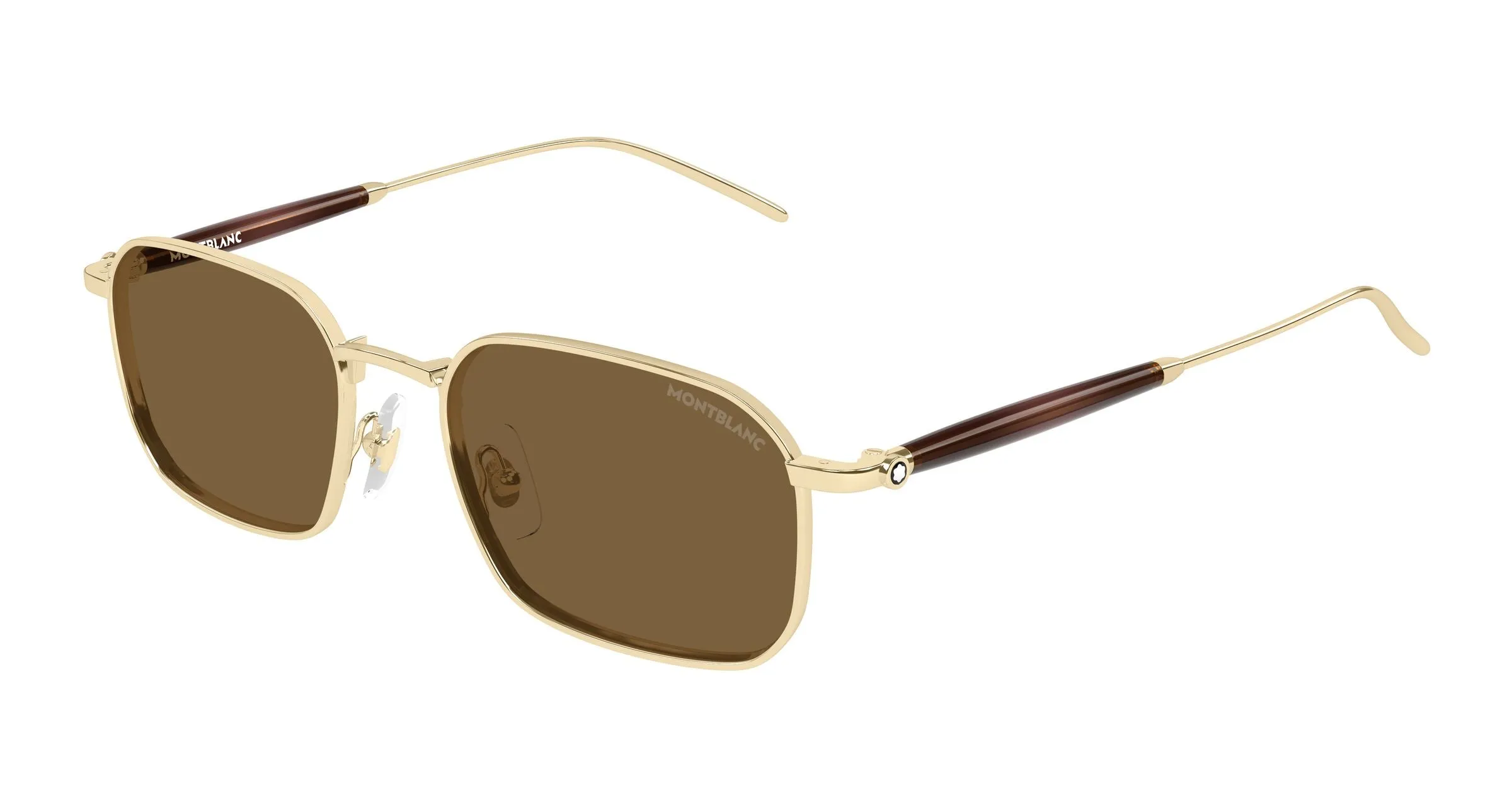 Montblanc MB0441S 002 Occhiali da sole Metallo Oro Marrone Squadrata - immagine 1