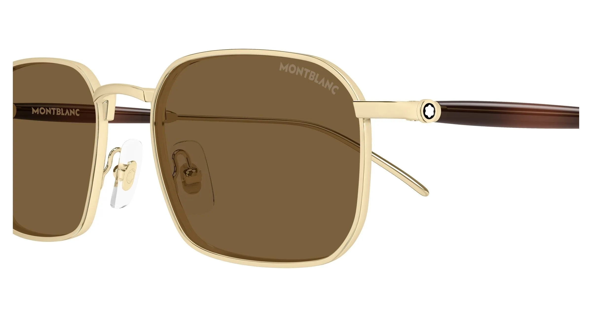Montblanc MB0441S 002 Occhiali da sole Metallo Oro Marrone Squadrata - immagine 3