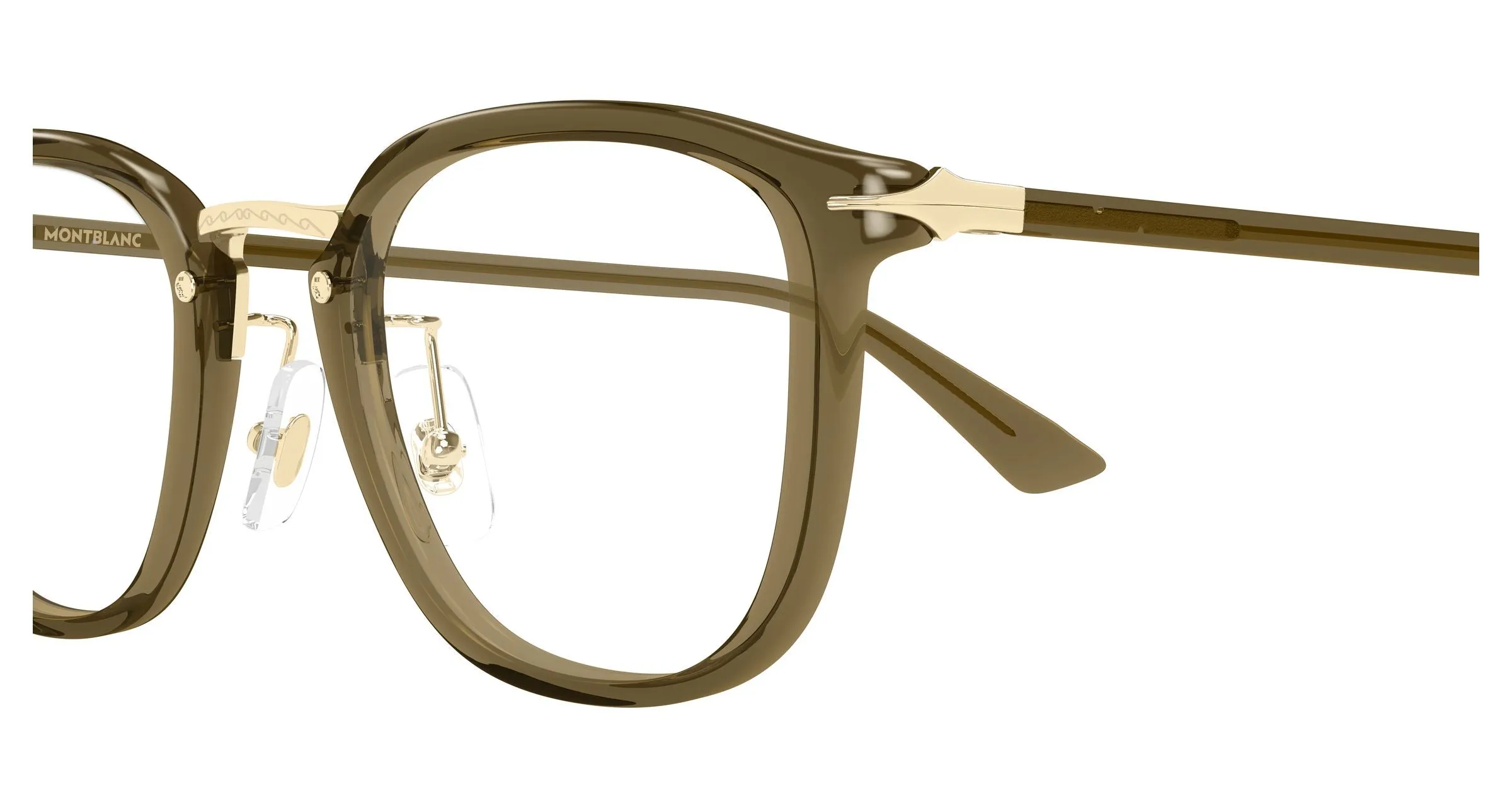 Montblanc MB0440OA 004 Montature da vista Acetato Marrone Trasparente Rotonda - immagine 3