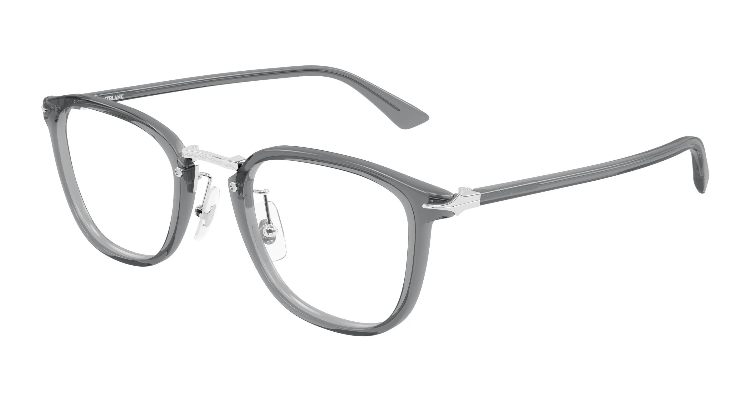 Montblanc MB0440OA 003 Montature da vista Acetato Grigio Trasparente Rotonda - immagine 1