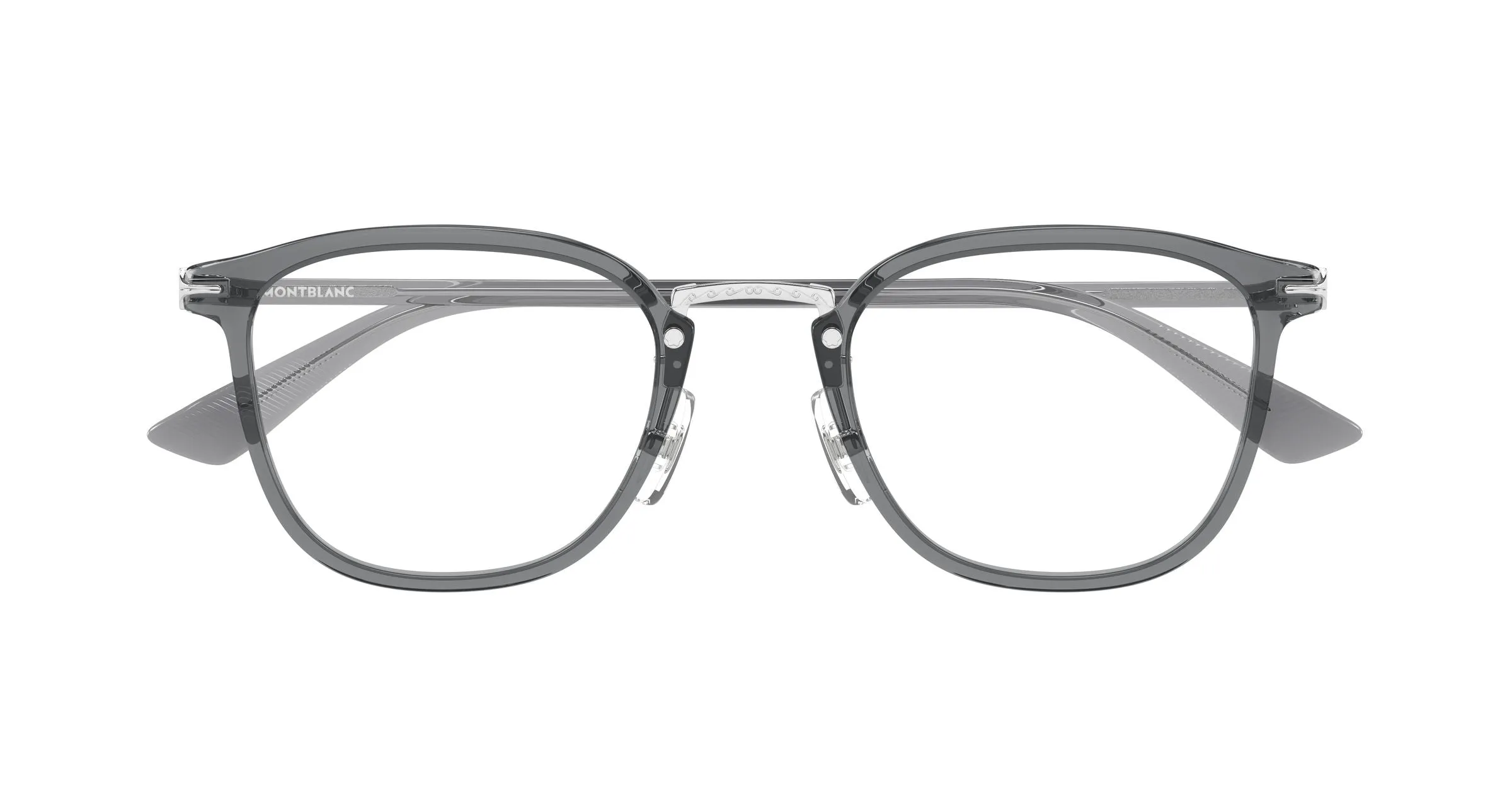 Montblanc MB0440OA 003 Montature da vista Acetato Grigio Trasparente Rotonda - immagine 2