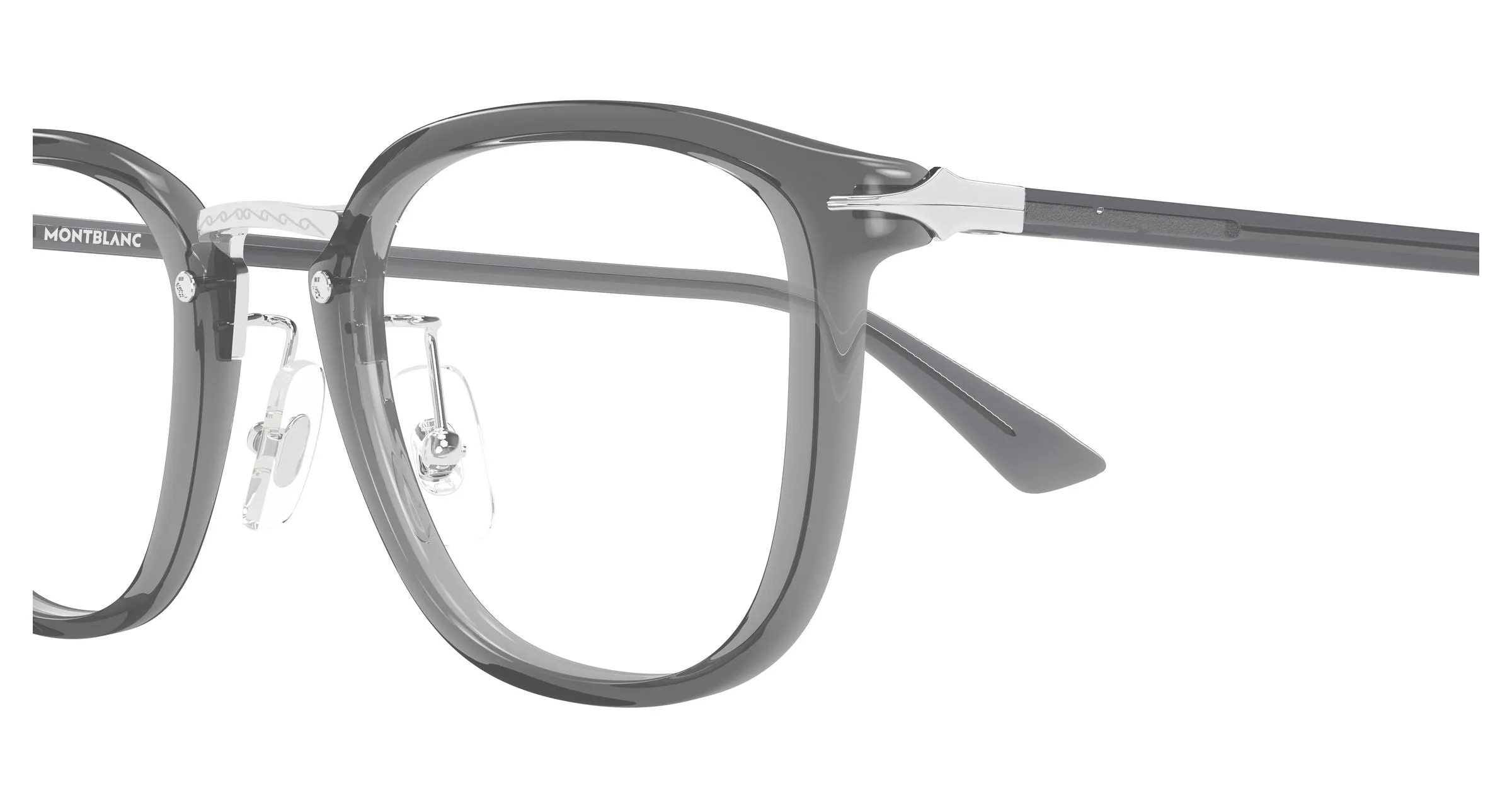 Montblanc MB0440OA 003 Montature da vista Acetato Grigio Trasparente Rotonda - immagine 3