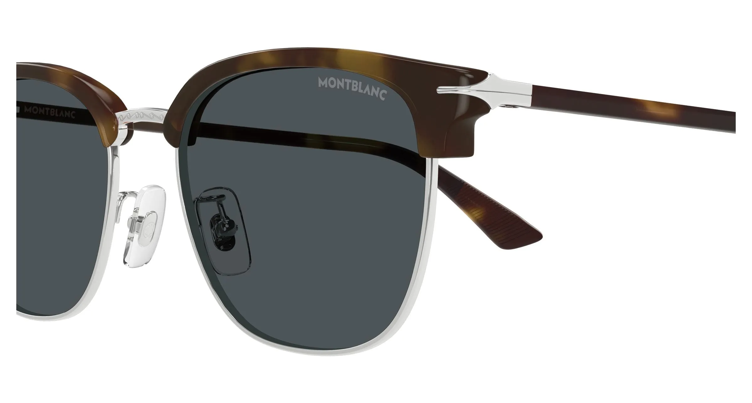 Montblanc MB0439SA 004 Occhiali da sole Metallo Argento Grigio Squadrata - immagine 3