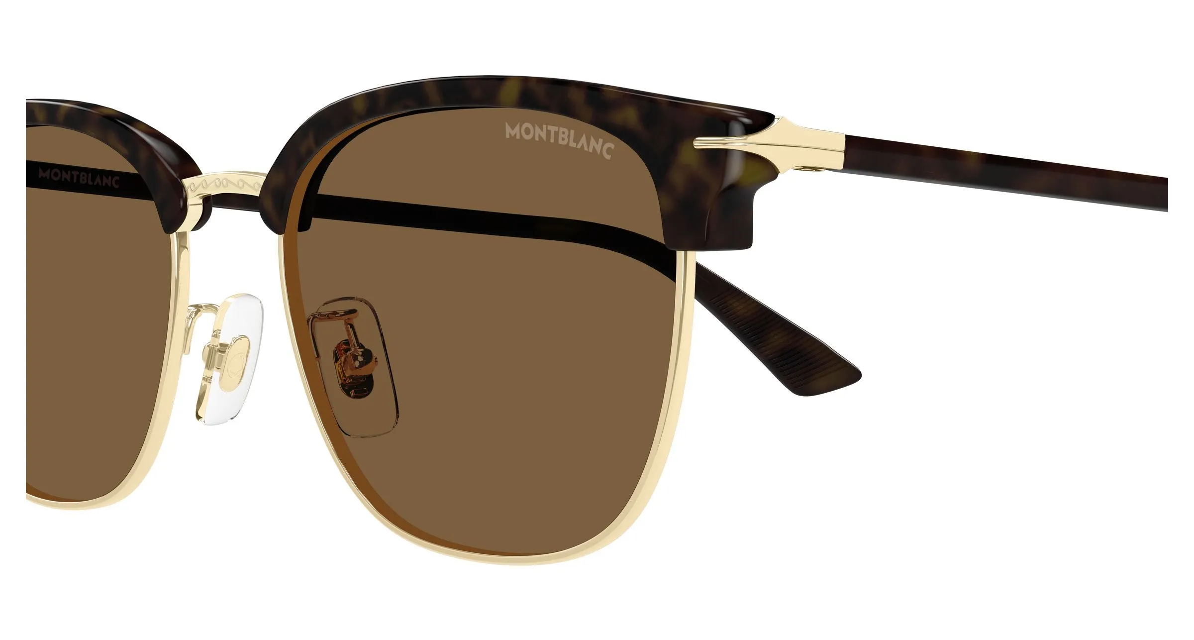 Montblanc MB0439SA 003 Occhiali da sole Metallo Oro Marrone Squadrata - immagine 3