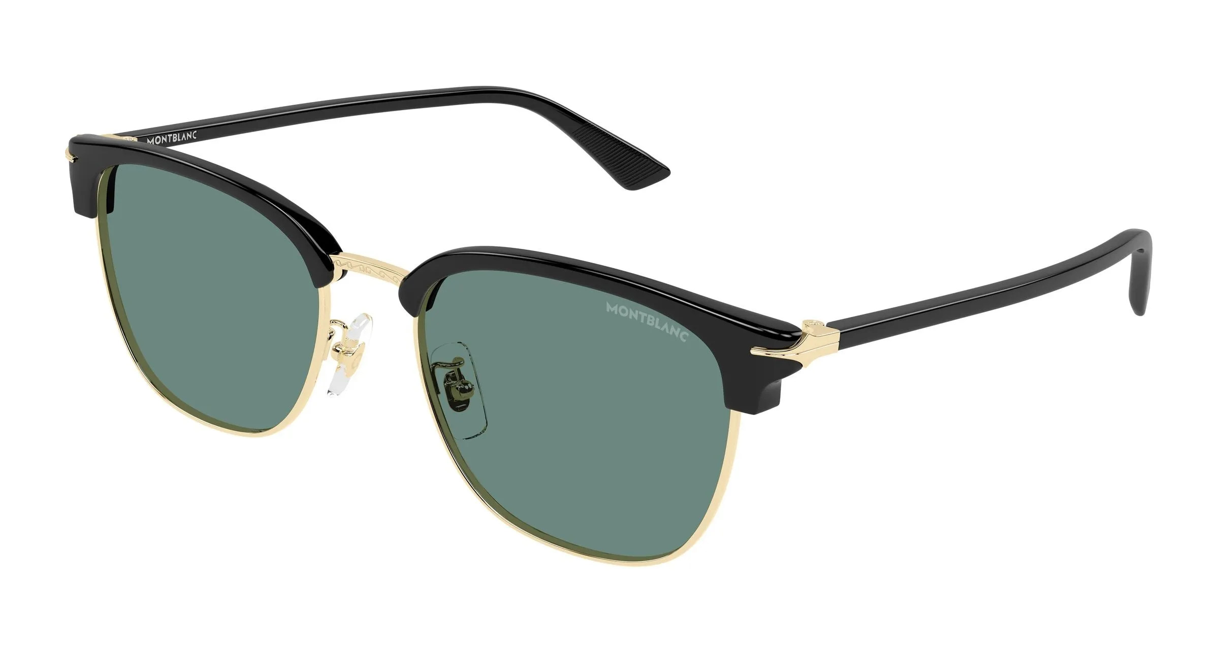Montblanc MB0439SA 002 Occhiali da sole Metallo Oro Verde Squadrata - immagine 1