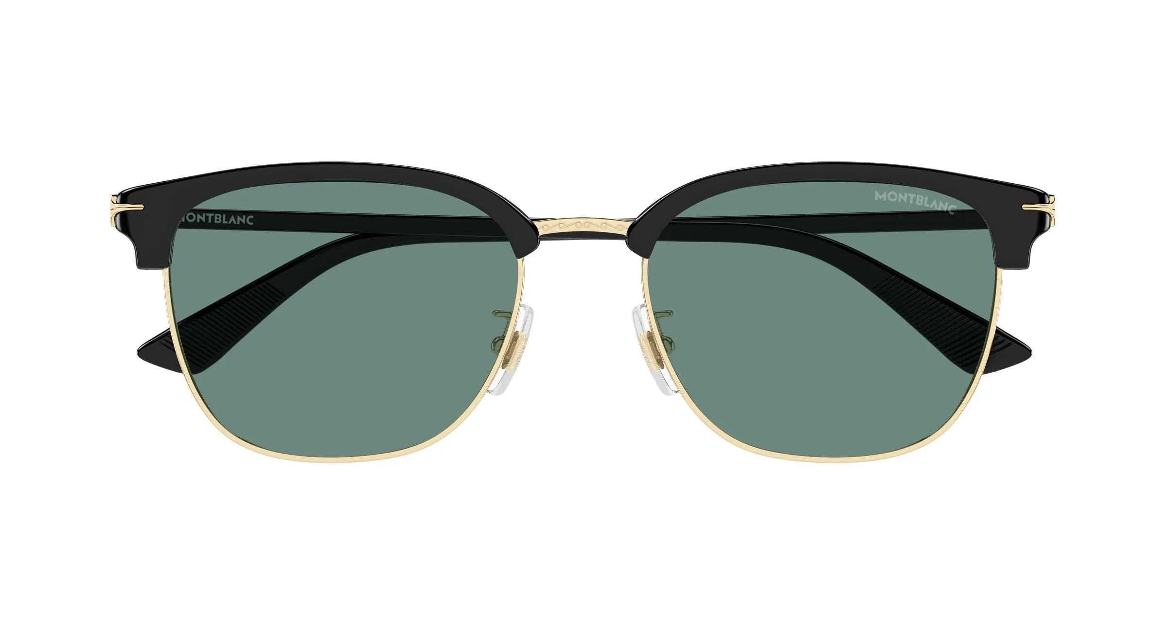 Montblanc MB0439SA 002 Occhiali da sole Metallo Oro Verde Squadrata - immagine 2