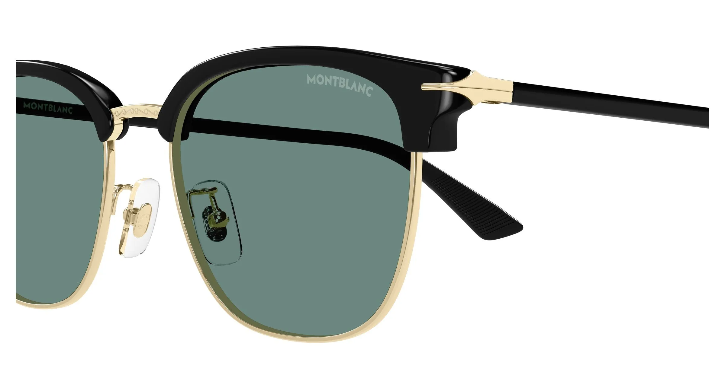 Montblanc MB0439SA 002 Occhiali da sole Metallo Oro Verde Squadrata - immagine 3