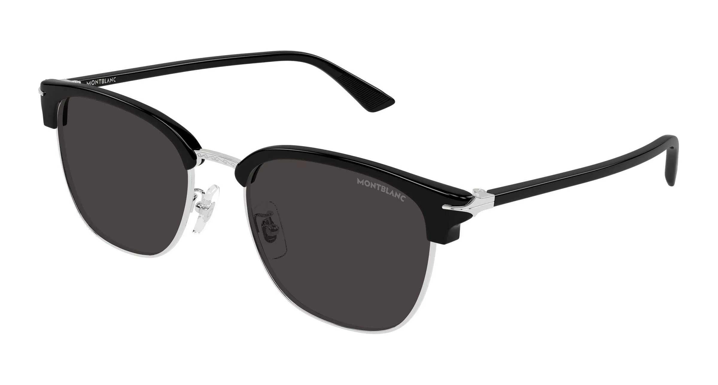 Montblanc MB0439SA 001 Occhiali da sole Metallo Argento Grigio Squadrata - immagine 1