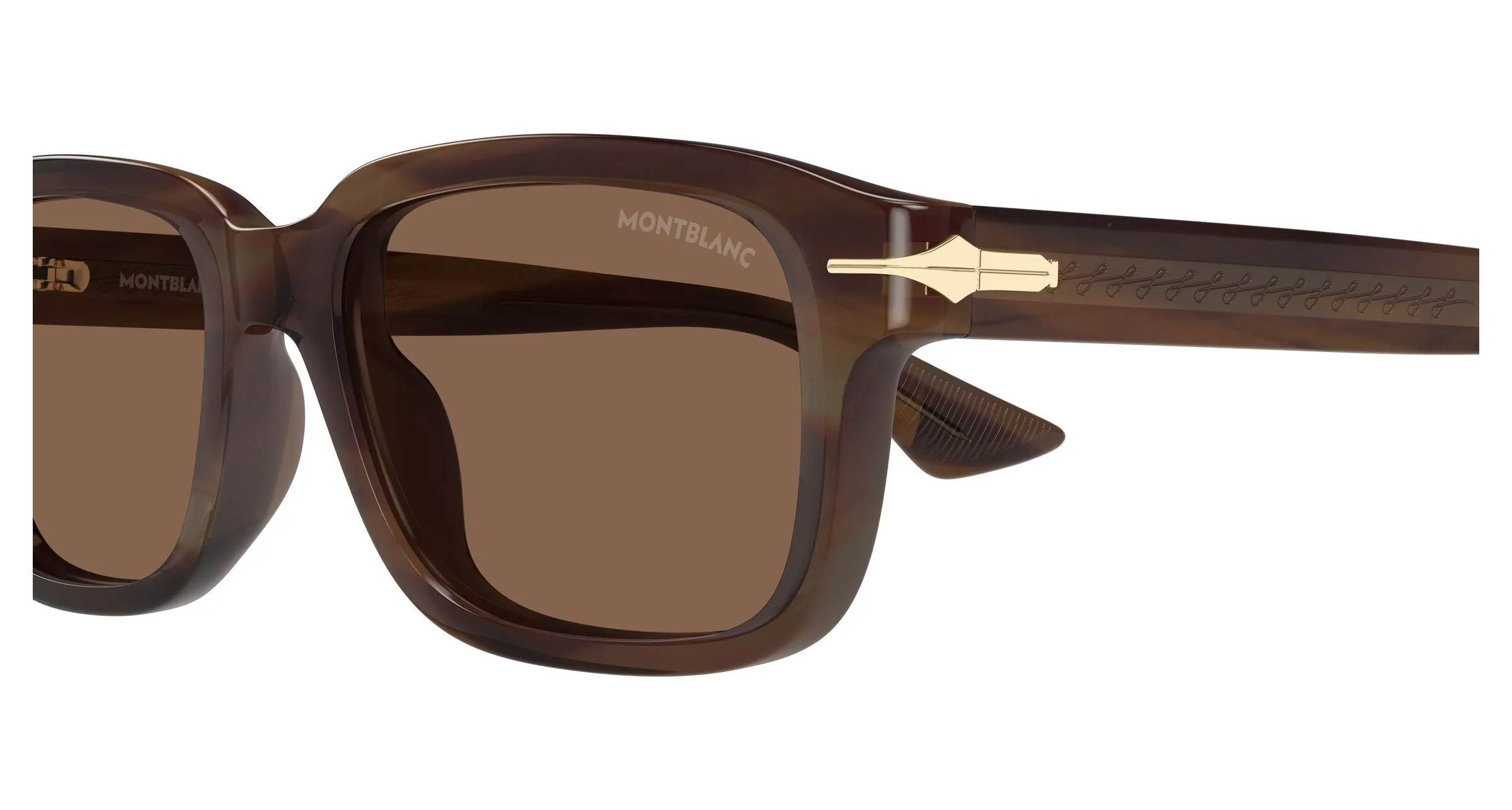 Montblanc MB0436S 004 Occhiali da sole Acetato Havana Marrone Squadrata - immagine 3