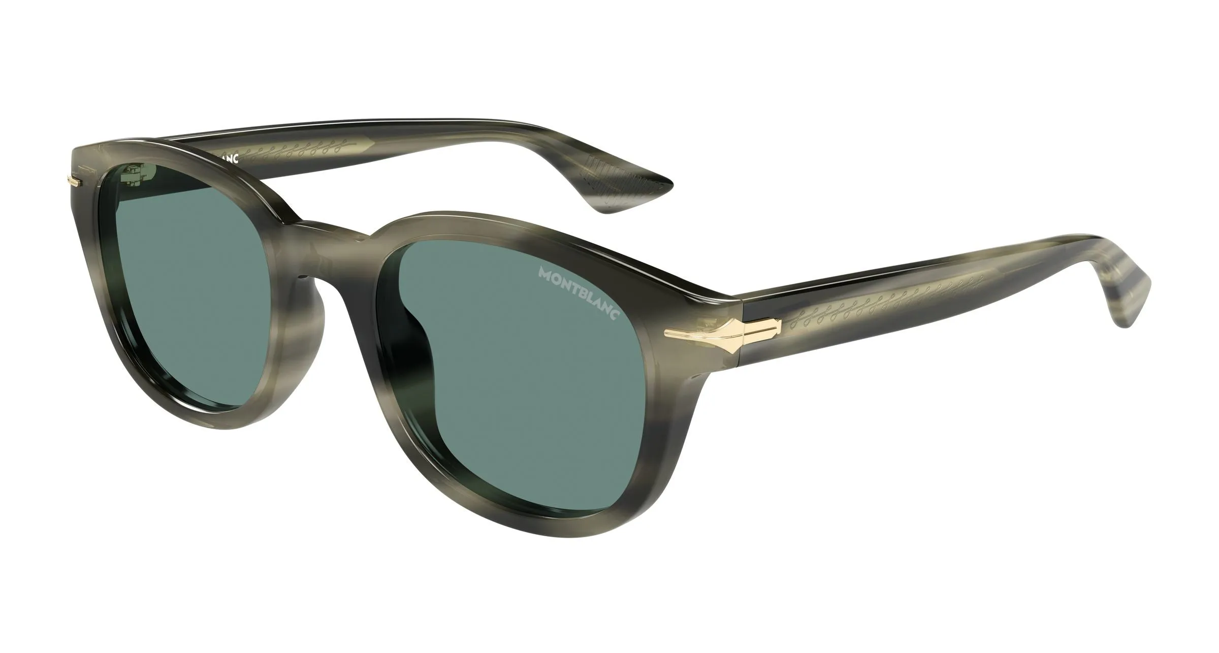 Montblanc MB0435S 005 Occhiali da sole Acetato Havana Verde Rotonda - immagine 1