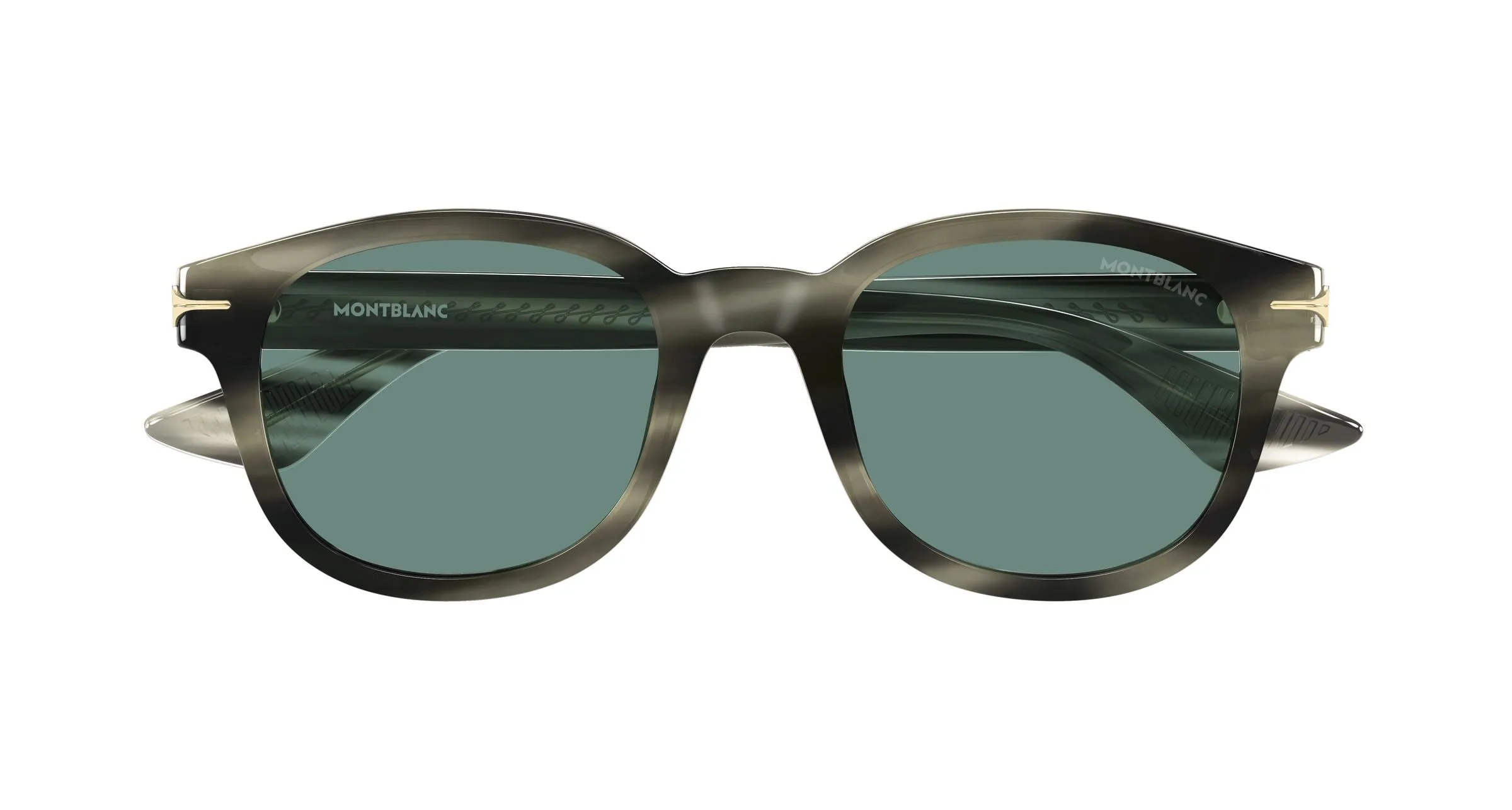 Montblanc MB0435S 005 Occhiali da sole Acetato Havana Verde Rotonda - immagine 2