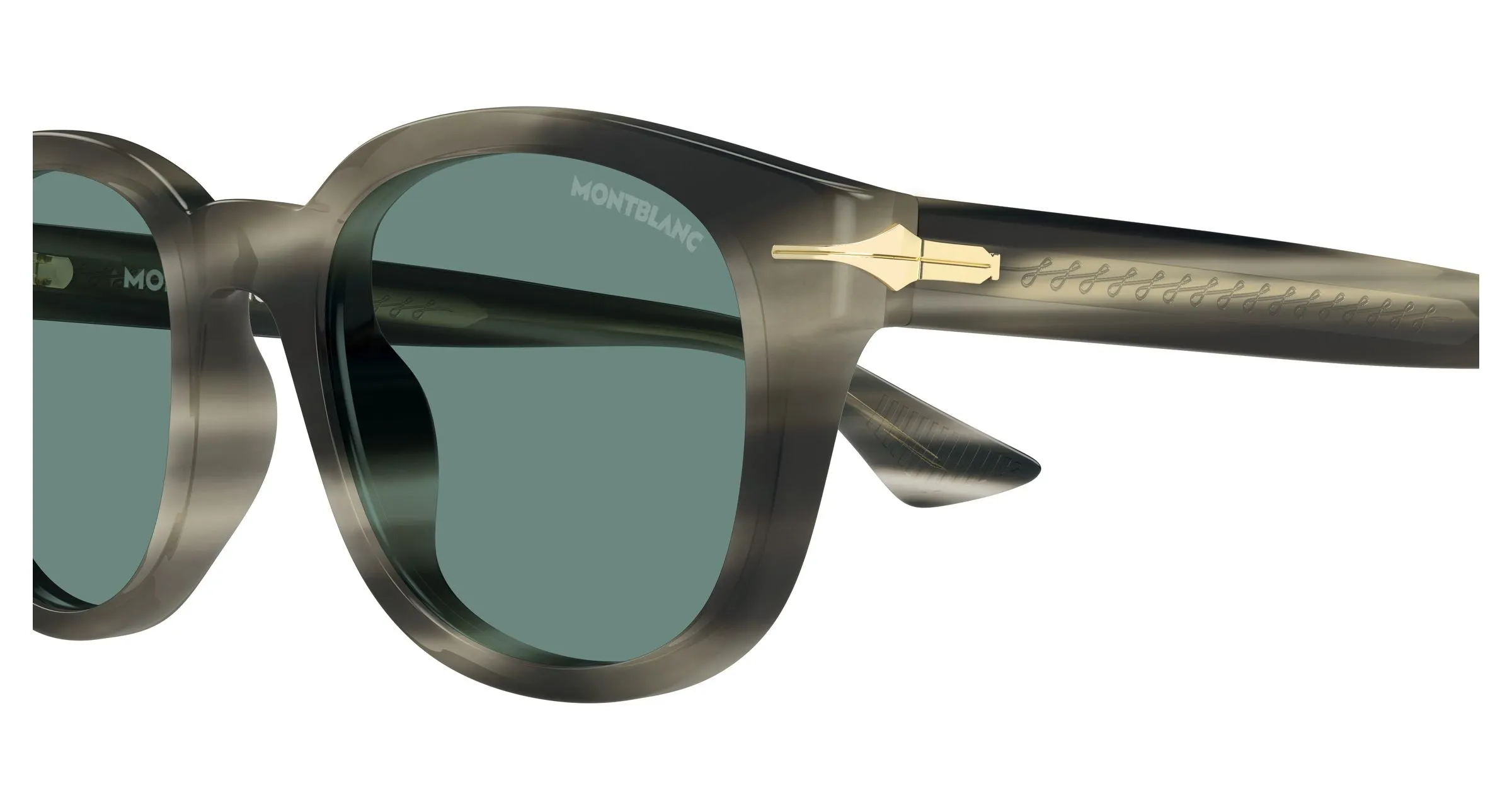 Montblanc MB0435S 005 Occhiali da sole Acetato Havana Verde Rotonda - immagine 3