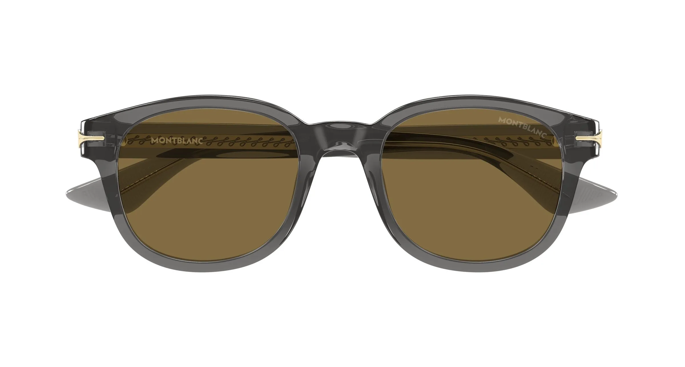 Montblanc MB0435S 003 Occhiali da sole Acetato Grigio Marrone Rotonda - immagine 2
