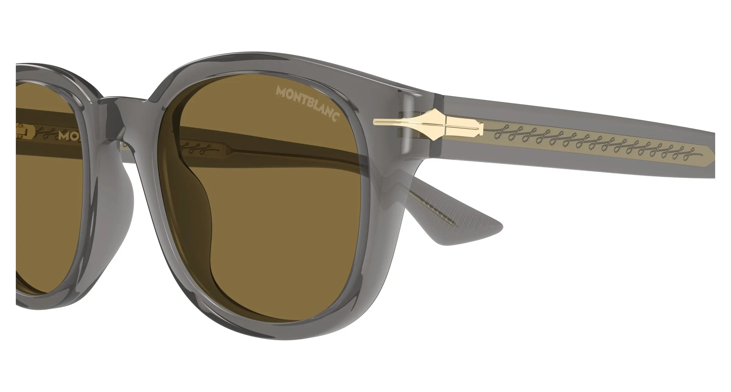 Montblanc MB0435S 003 Occhiali da sole Acetato Grigio Marrone Rotonda - immagine 3