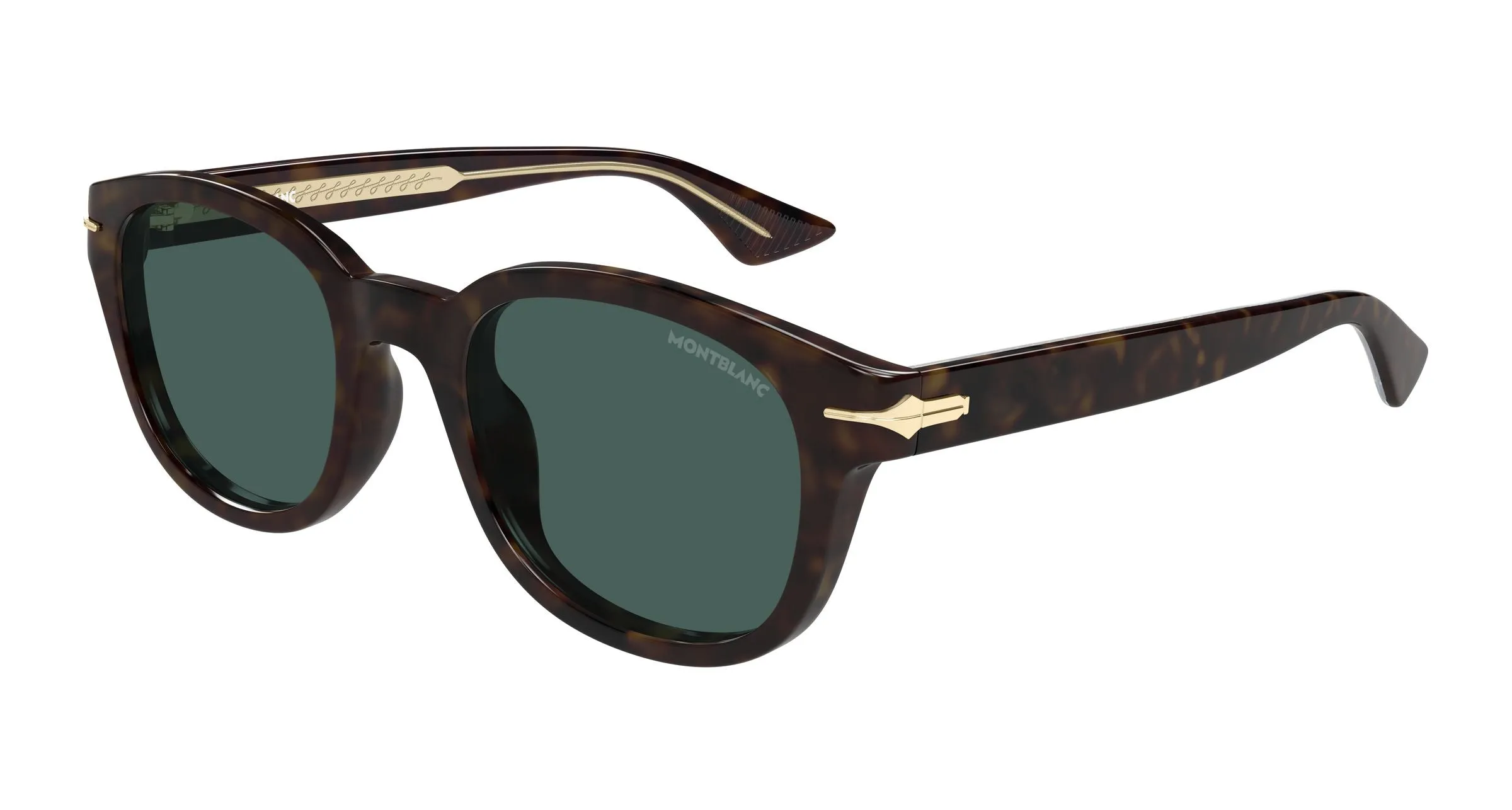 Montblanc MB0435S 002 Occhiali da sole Acetato Havana Verde Rotonda - immagine 1