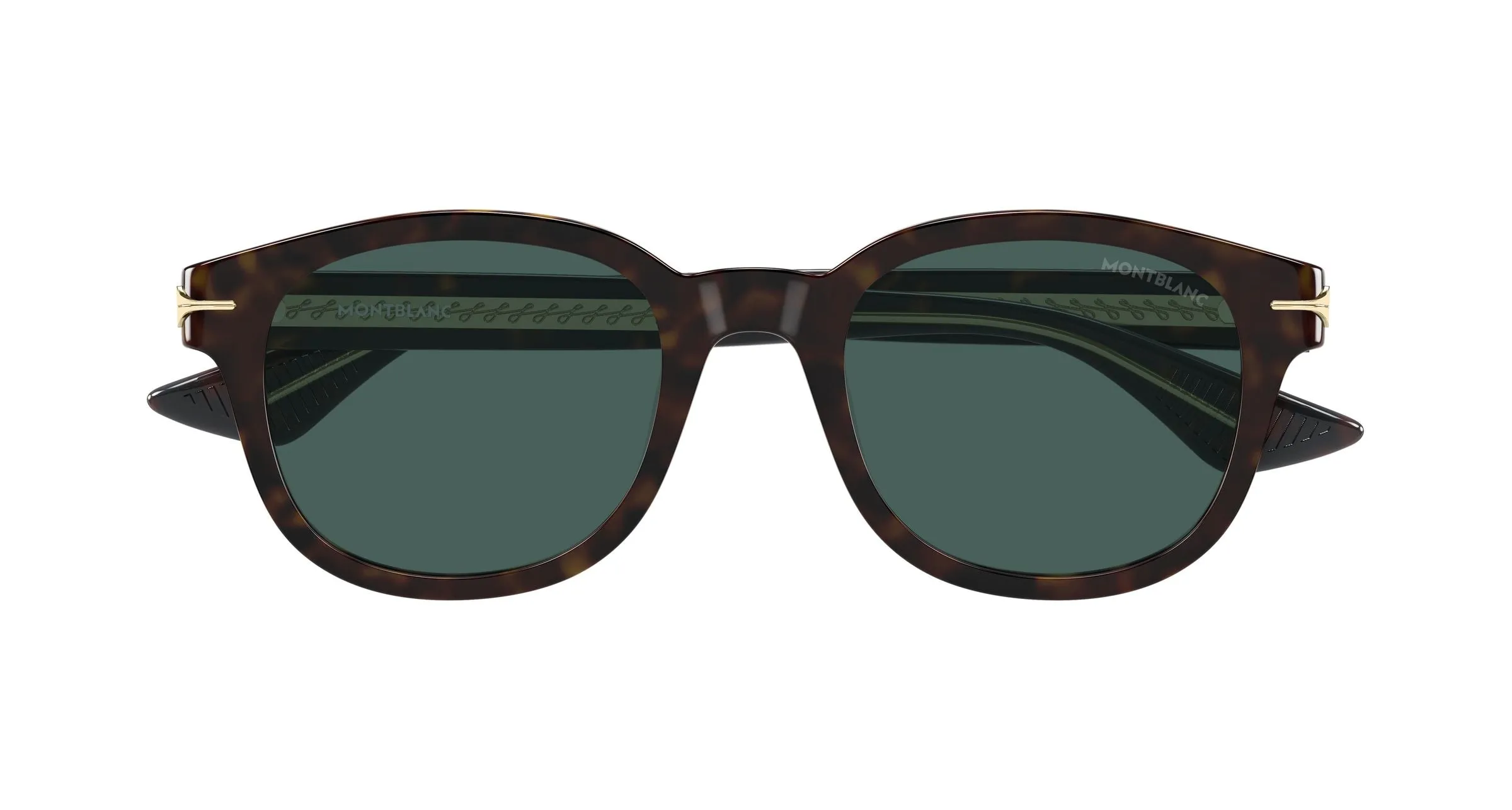 Montblanc MB0435S 002 Occhiali da sole Acetato Havana Verde Rotonda - immagine 2