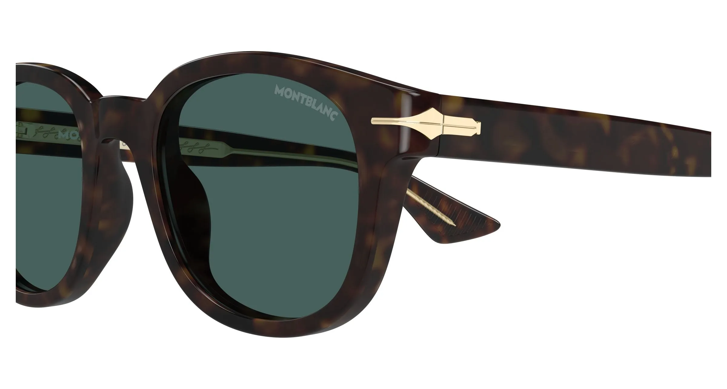 Montblanc MB0435S 002 Occhiali da sole Acetato Havana Verde Rotonda - immagine 3