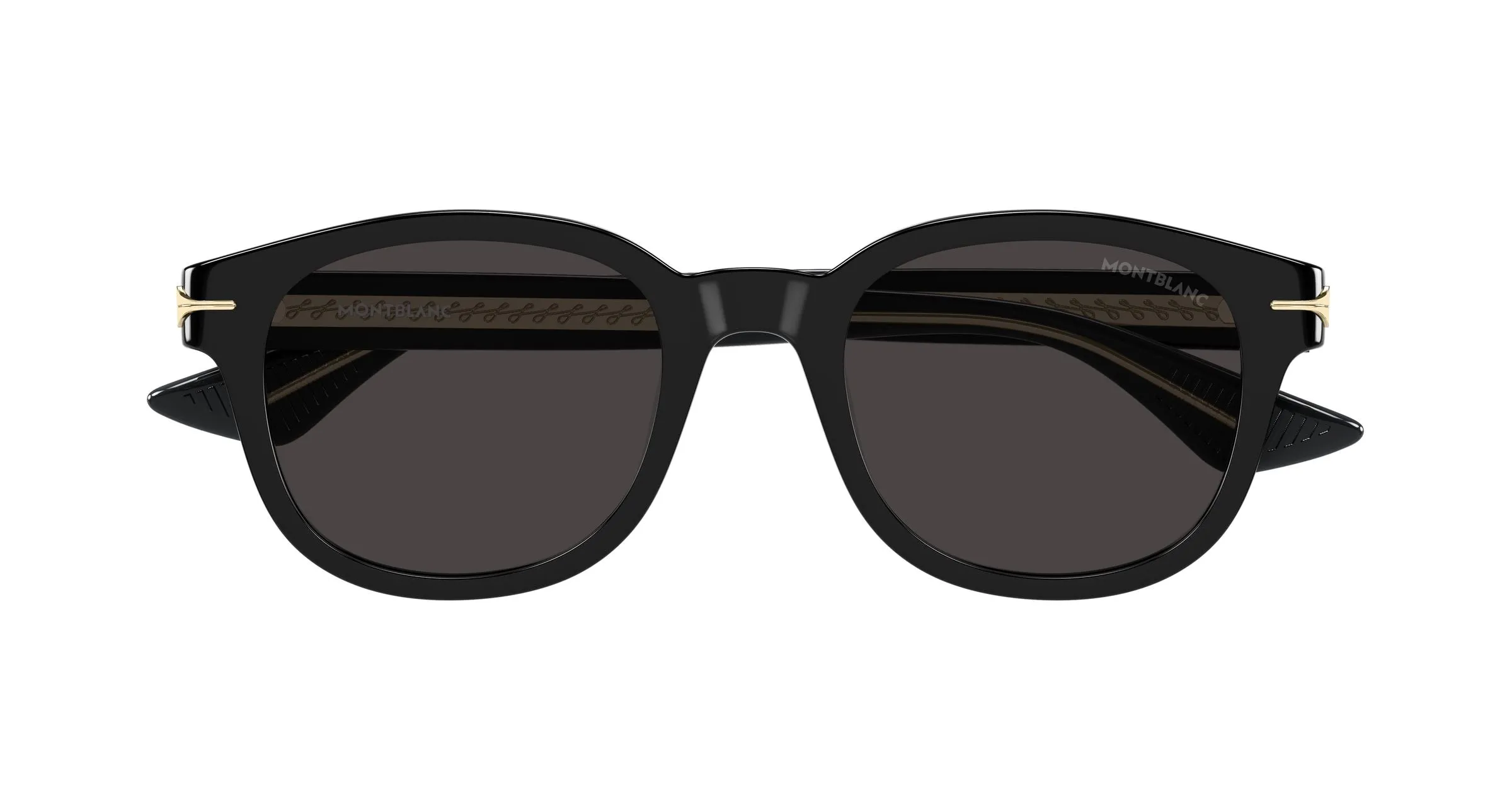 Montblanc MB0435S 001 Occhiali da sole Acetato Nero Grigio Rotonda - immagine 2