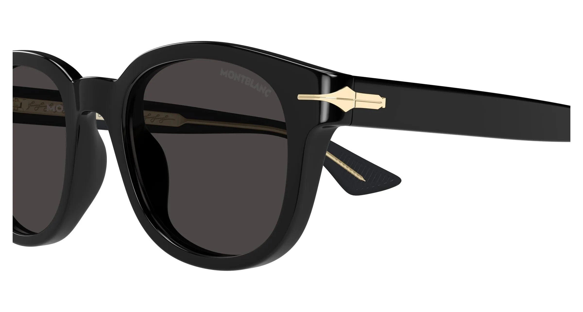 Montblanc MB0435S 001 Occhiali da sole Acetato Nero Grigio Rotonda - immagine 3